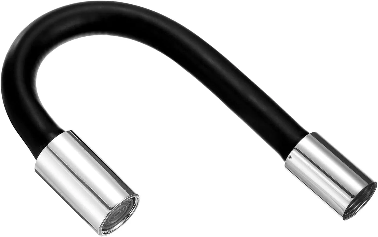 لوله فومینگ افزایش طول، افزایش طول شیر آب، لوله تخلیه سینک، افزایش طول شیر آب حمام، آداپتور شلنگ آب انعطاف پذیر مشکی (20 سانتی متر)