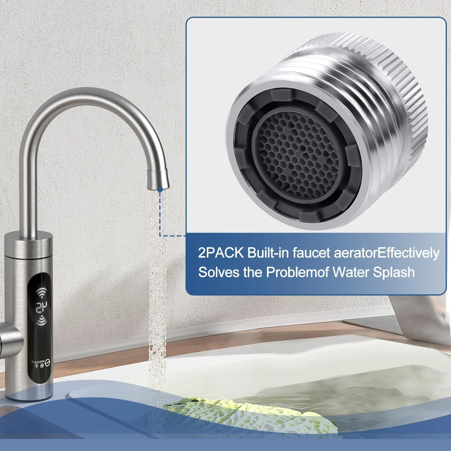 مبدل شیر آب به شلنگ Excefore، بسته 2 عددی، برنجی با روکش کروم براق، رزوه 3/4 اینچ GHT مبدل شیر آب به شلنگ Excefore، بسته 2 عددی، برنجی با روکش کروم براق، رزوه 3/4 اینچ GHT