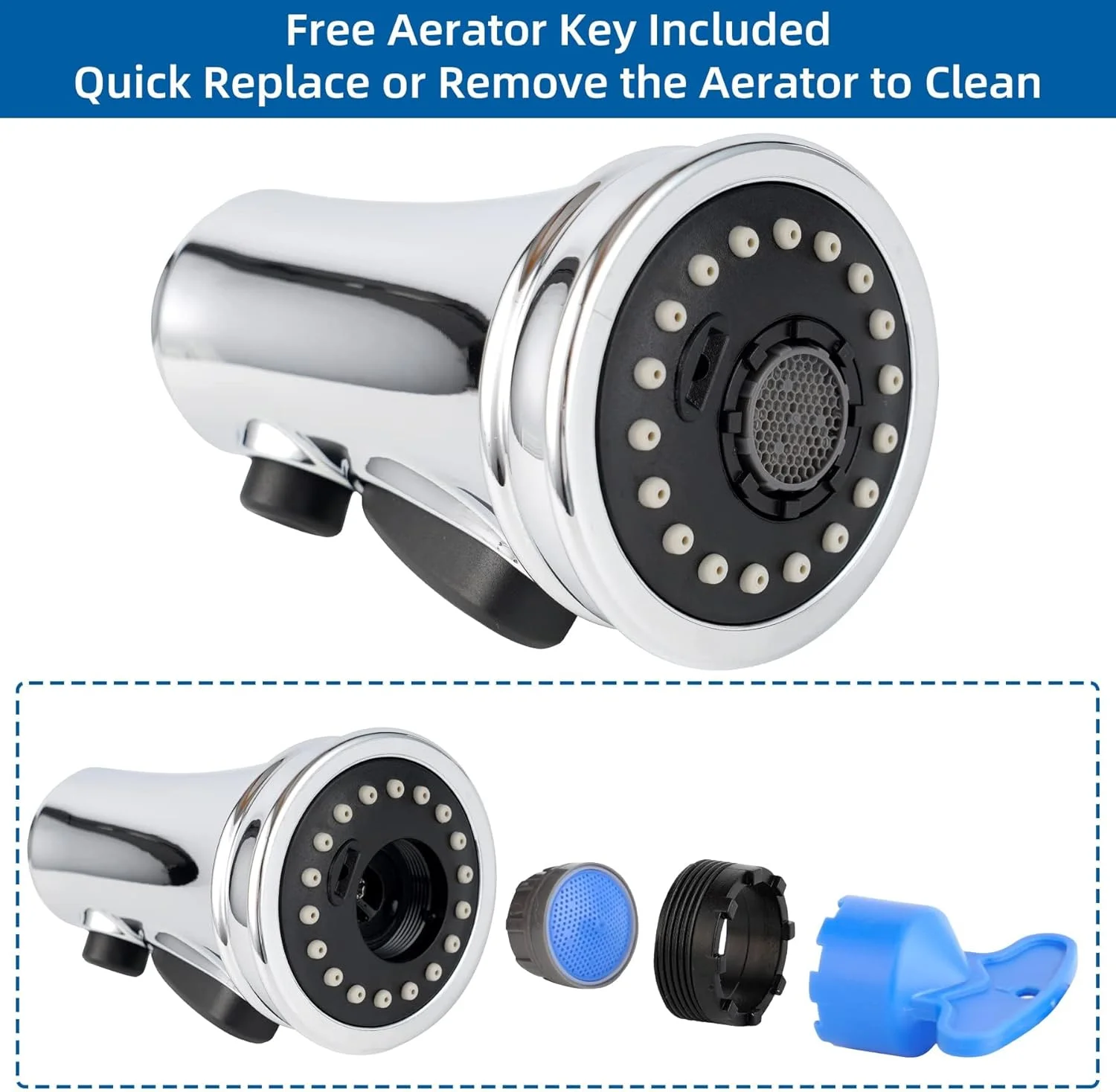 سردوش جایگزین شیر آشپزخانه TERRIFI، نازل اسپری سینک ظرفشویی 3 حالته با 9 آداپتور، سردوش کشویی برای شیر آشپزخانه، سازگار با اکثر شیرها (G1/2) سردوش جایگزین شیر آشپزخانه TERRIFI، نازل اسپری سینک ظرفشویی 3 حالته با 9 آداپتور، سردوش کشویی برای شیر آشپزخانه، سازگار با اکثر شیرها (G1/2)