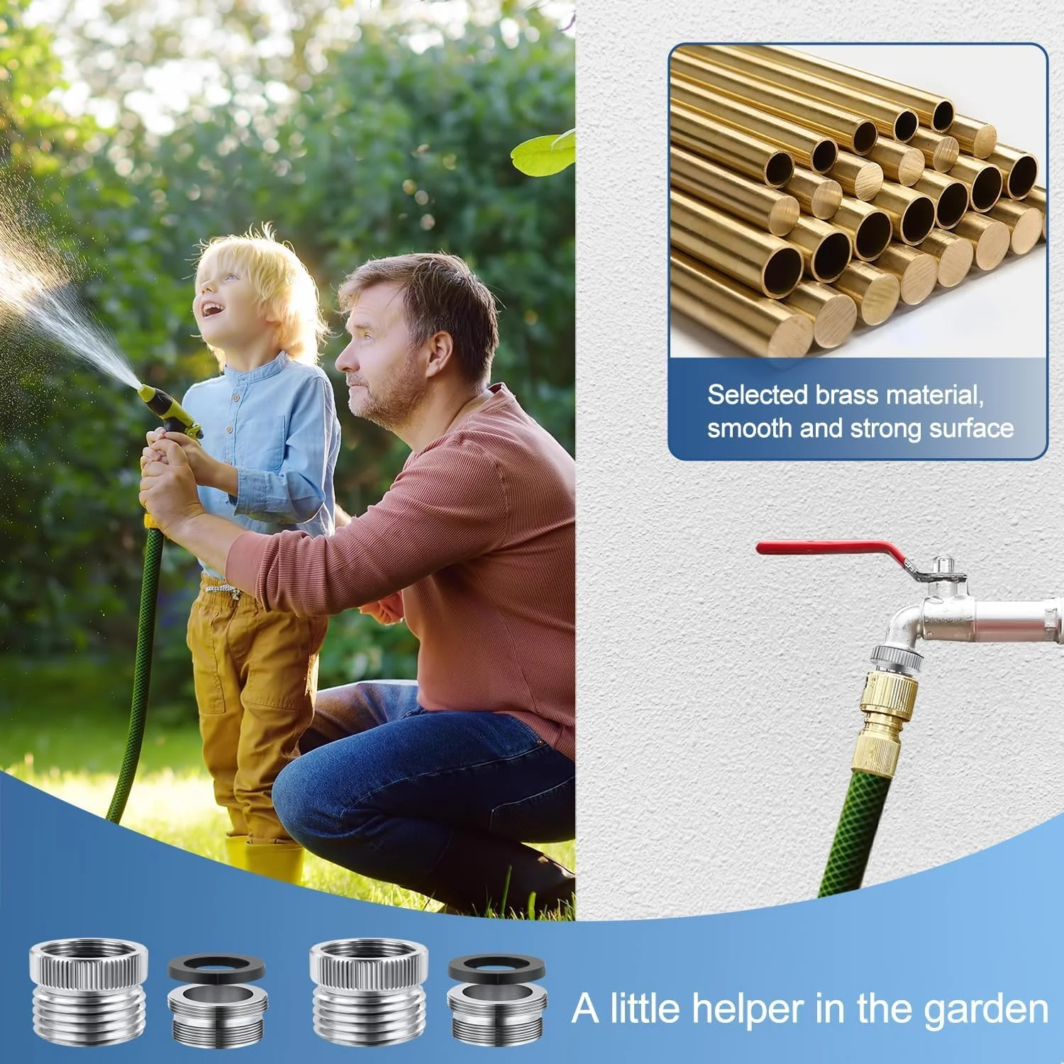 مبدل شیر آب به شلنگ Excefore، بسته 2 عددی، برنجی با روکش کروم براق، رزوه 3/4 اینچ GHT مبدل شیر آب به شلنگ Excefore، بسته 2 عددی، برنجی با روکش کروم براق، رزوه 3/4 اینچ GHT