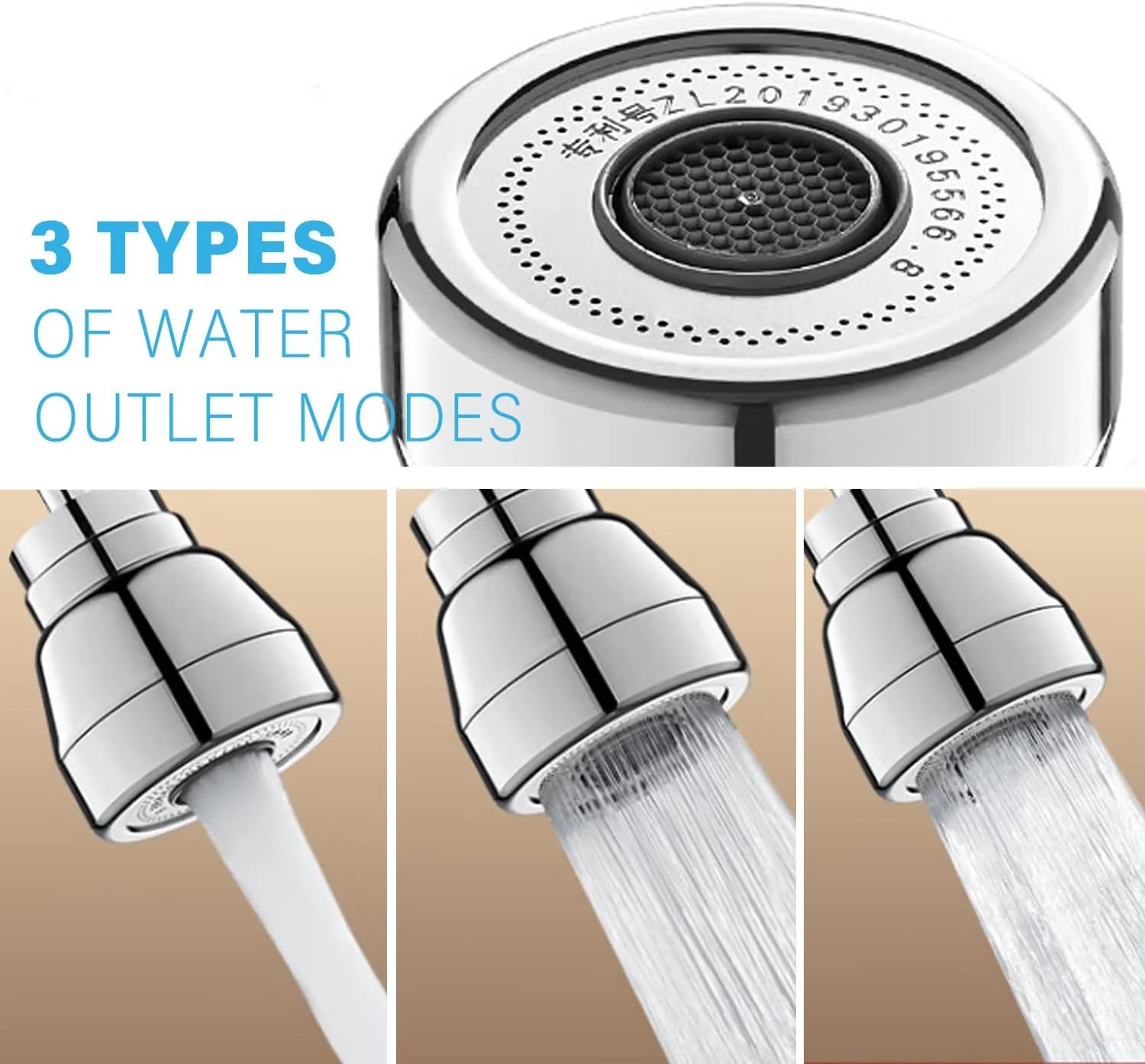 سَری شیر آب چرخان 360 درجه JINYOMFLY با 3 حالت مختلف، سَری یونیورسال برای صرفه جویی در آب، مناسب برای سینک ظرفشویی، آشپزخانه و حمام (نقره ای) سَری شیر آب چرخان 360 درجه JINYOMFLY با 3 حالت مختلف، سَری یونیورسال برای صرفه جویی در آب، مناسب برای سینک ظرفشویی، آشپزخانه و حمام (نقره ای)