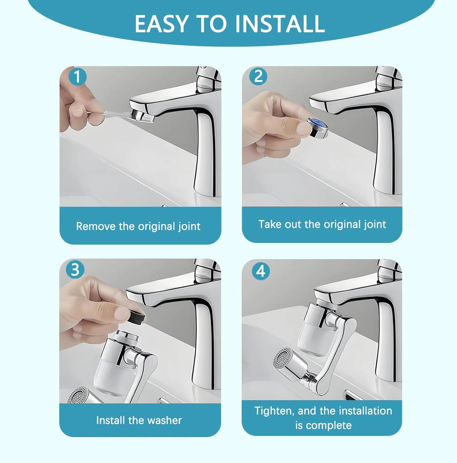 افزایش دهنده چرخان 1440 درجه شیر آب Checkzed با 6 فیلتر، هواساز فیلتر پاشش دو حالته برای سینک آشپزخانه و حمام، نصب آسان - ساختار برنجی و ABS