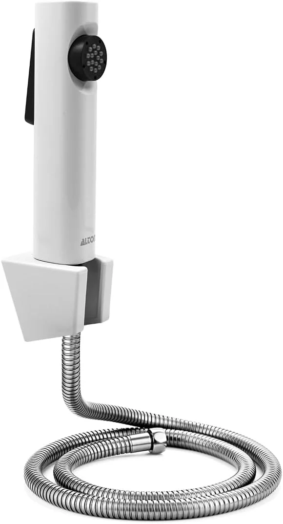 شیر بهداشتی ABS آلتون مدل SHR20855 به همراه شلنگ انعطاف پذیر 1.25 متری استیل 304 و قلاب دیواری، سفید (اسپری جت برای توالت)، پرداخت شده