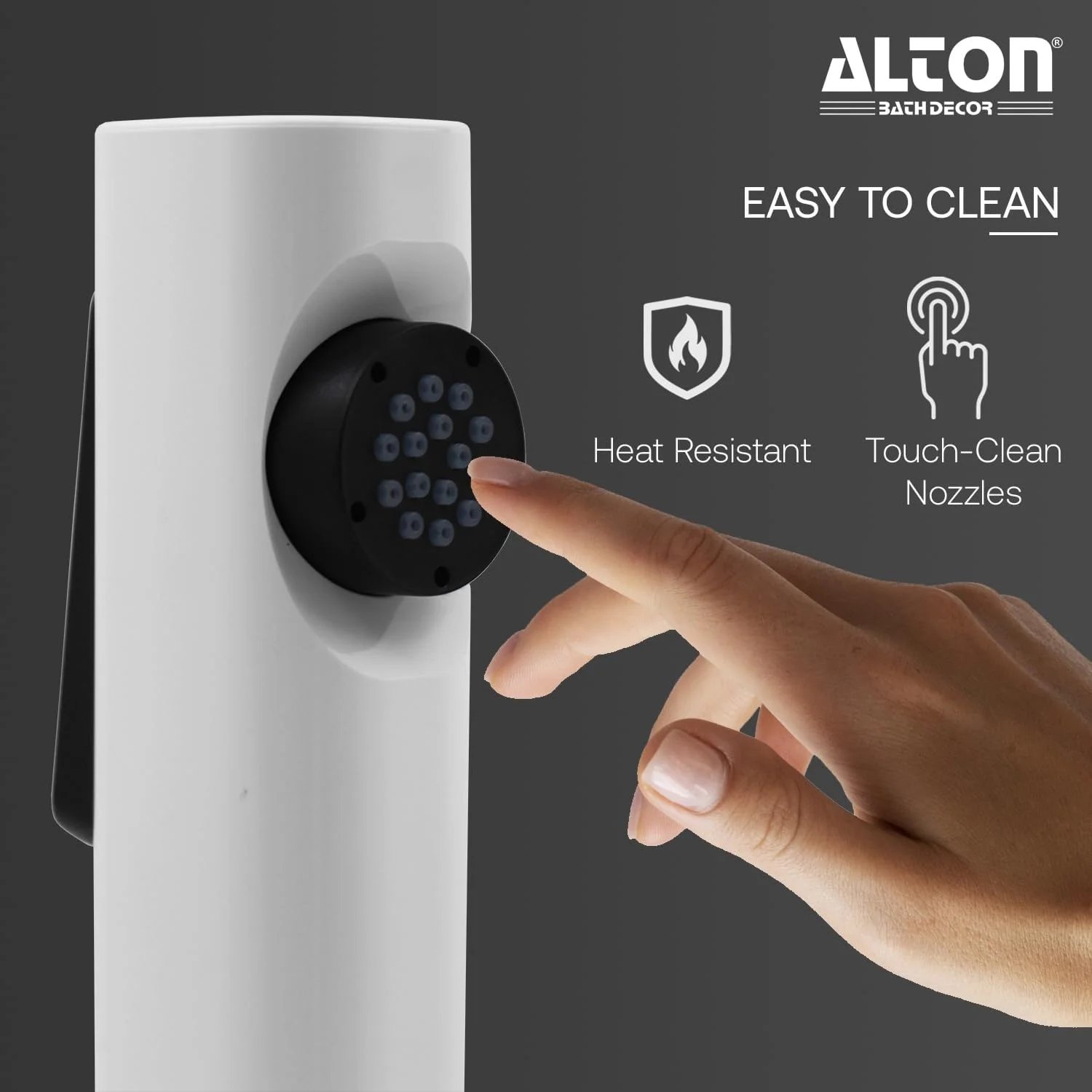 شیر بهداشتی ABS آلتون مدل SHR20855 به همراه شلنگ انعطاف پذیر 1.25 متری استیل 304 و قلاب دیواری، سفید (اسپری جت برای توالت)، پرداخت شده