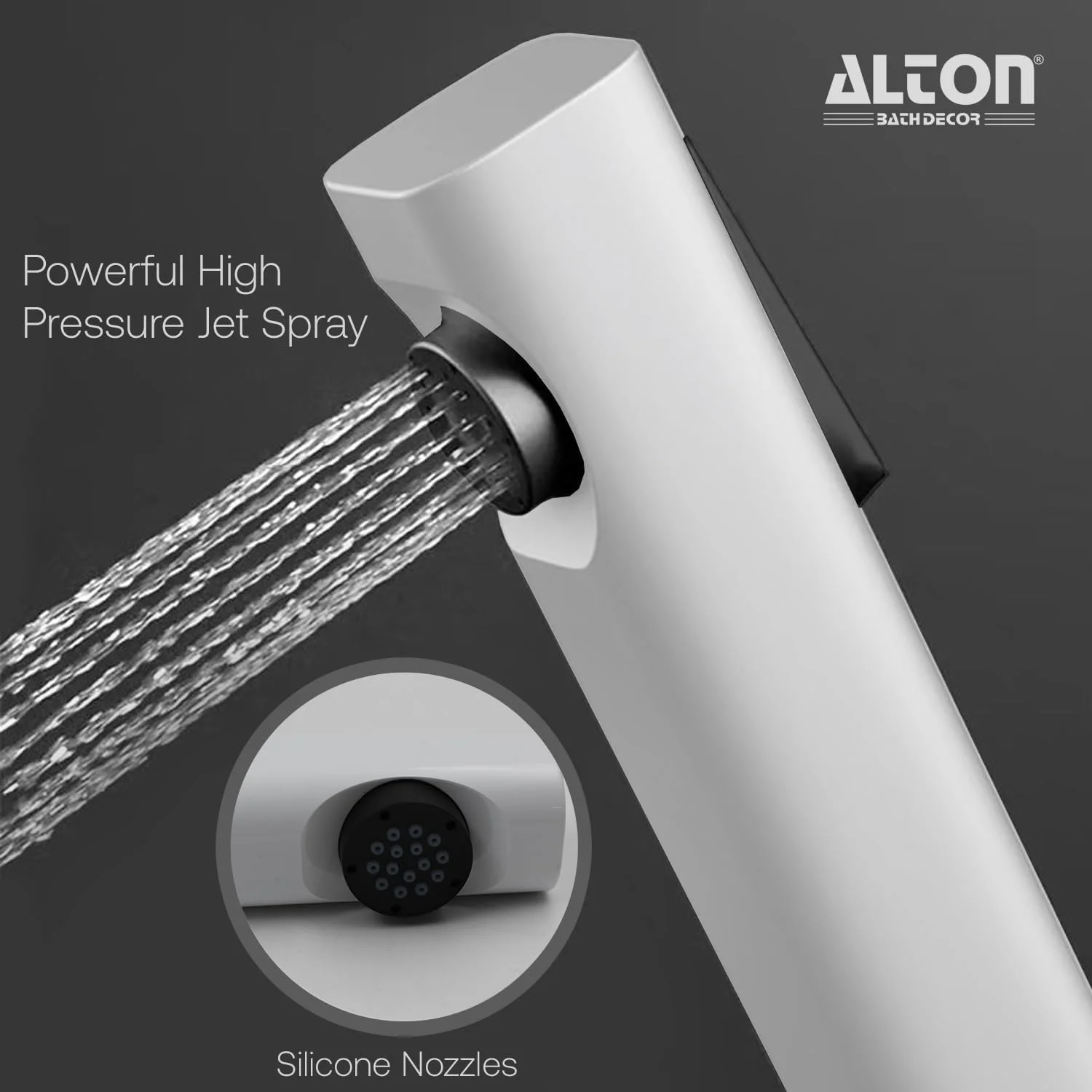 شیر بهداشتی ABS آلتون مدل SHR20855 به همراه شلنگ انعطاف پذیر 1.25 متری استیل 304 و قلاب دیواری، سفید (اسپری جت برای توالت)، پرداخت شده