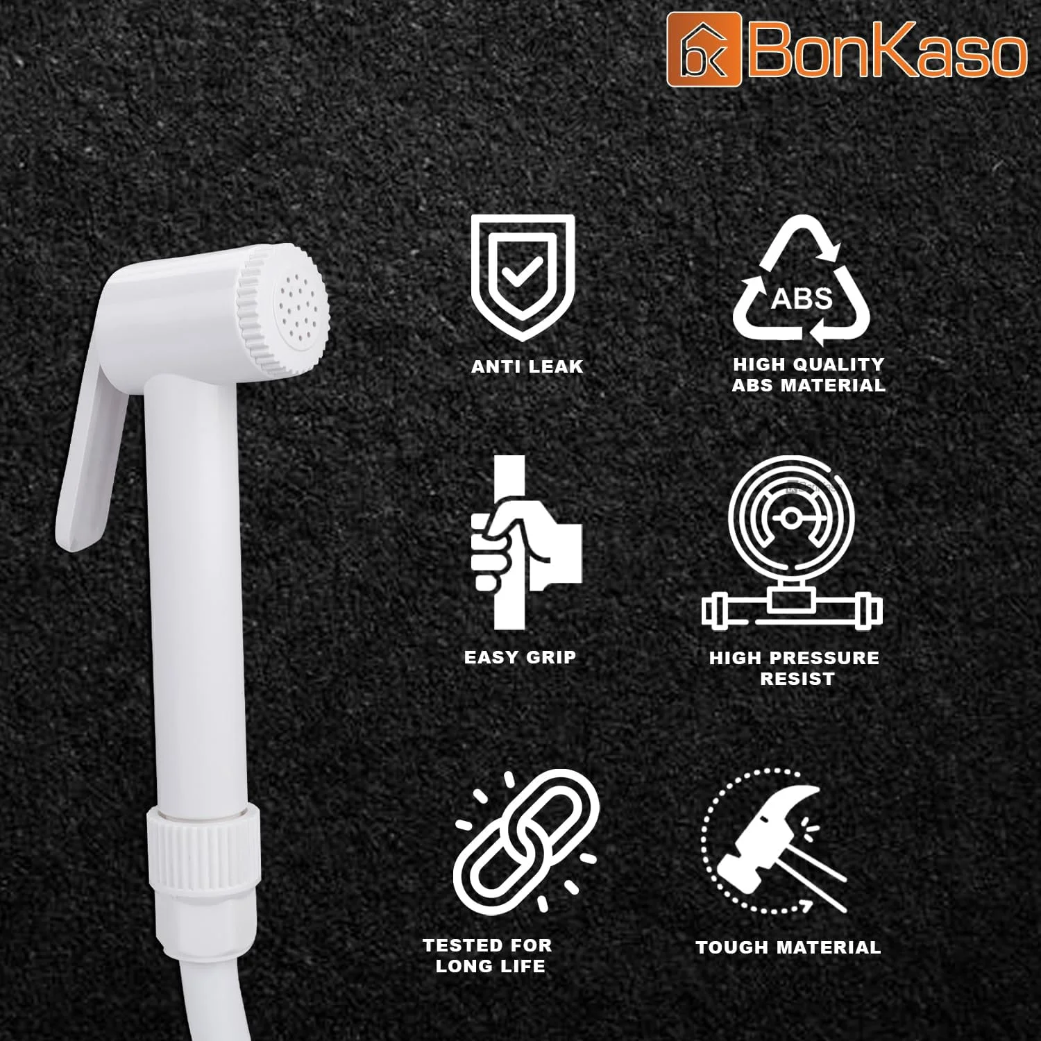 شلنگ توالت بهداشتی BonKaso مدل Hf Classic Abs Health با شیر آب صیقلی و لوله پی وی سی 1 متری و قلاب (سفید) - جت اسپری برای توالت شلنگ توالت بهداشتی BonKaso مدل Hf Classic Abs Health با شیر آب صیقلی و لوله پی وی سی 1 متری و قلاب (سفید) - جت اسپری برای توالت