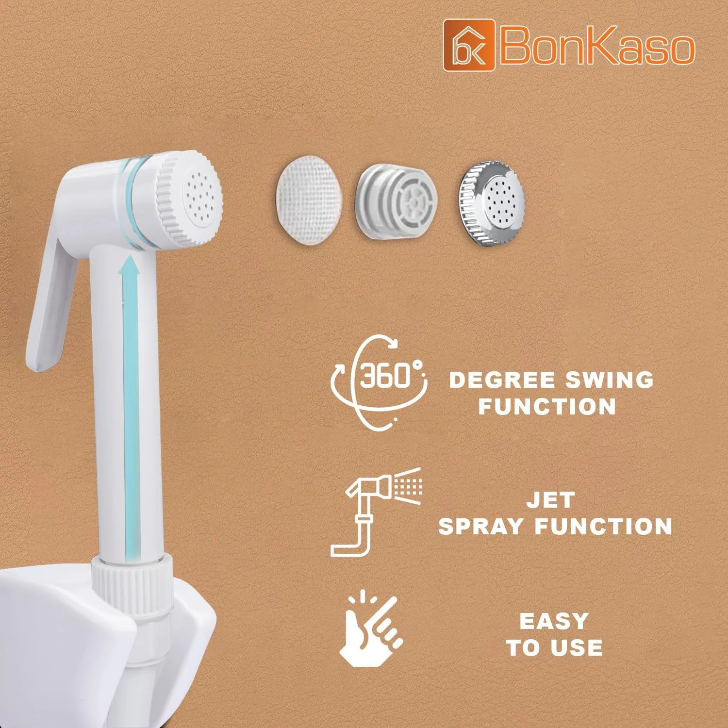 شلنگ توالت بهداشتی BonKaso مدل Hf Classic Abs Health با شیر آب صیقلی و لوله پی وی سی 1 متری و قلاب (سفید) - جت اسپری برای توالت شلنگ توالت بهداشتی BonKaso مدل Hf Classic Abs Health با شیر آب صیقلی و لوله پی وی سی 1 متری و قلاب (سفید) - جت اسپری برای توالت