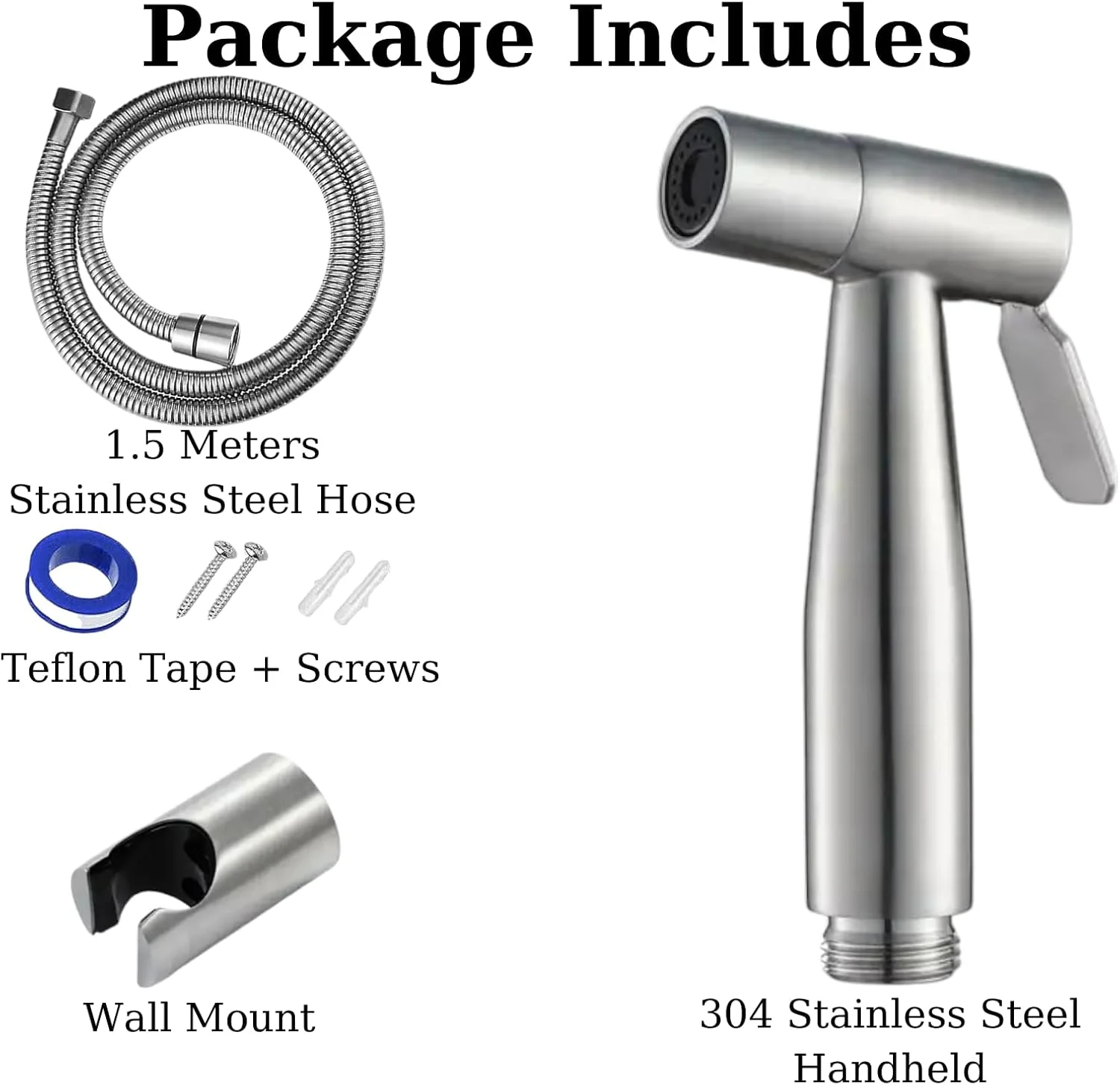 اسپری بهداشتی ممتاز استیل ضد زنگ برای توالت به همراه شلنگ 1.5 متری استیل ضد زنگ، نصب آسان 5 دقیقه ای، فشار آب قوی (ست کامل شطاف) اسپری بهداشتی ممتاز استیل ضد زنگ برای توالت به همراه شلنگ 1.5 متری استیل ضد زنگ، نصب آسان 5 دقیقه ای، فشار آب قوی (ست کامل شطاف)