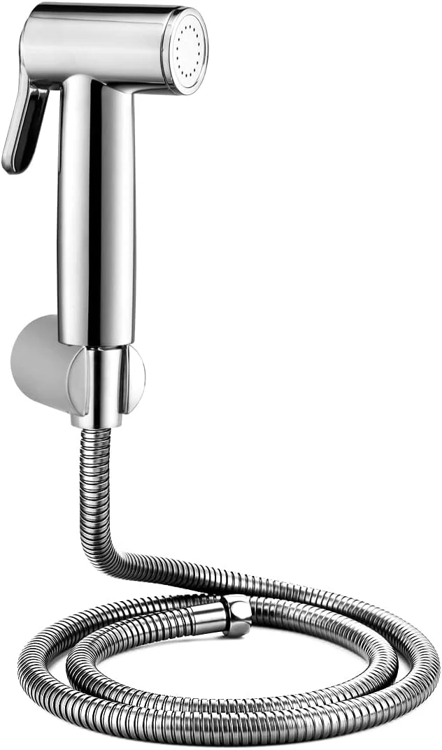 شیر بهداشتی ABS آلتون مدل SHR20130 به همراه شلنگ انعطاف پذیر 1.25 متری از جنس استیل 304 و قلاب دیواری، روکش کروم (اسپری جت برای توالت)