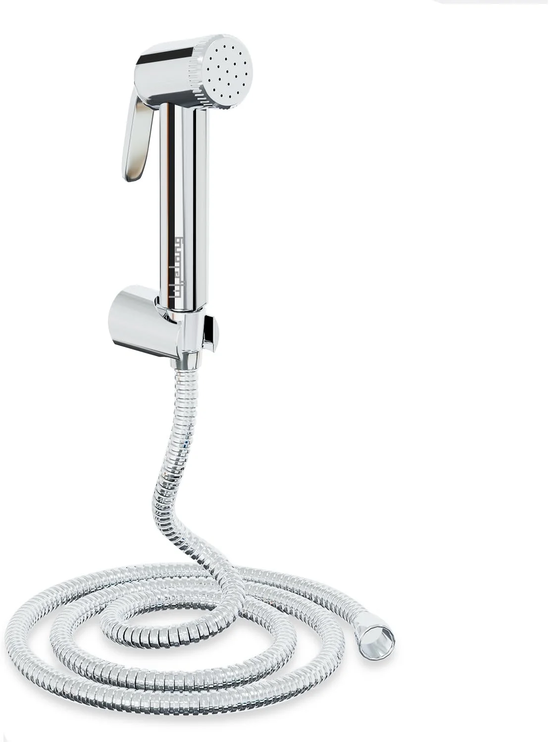 شیر بهداشتی ABS مدل LLBAHF09 لایف لانگ به همراه شلنگ انعطاف پذیر 1.25 متری از جنس استیل ضد زنگ 304 و قلاب دیواری، سفید (اسپری جت برای توالت)، کروم