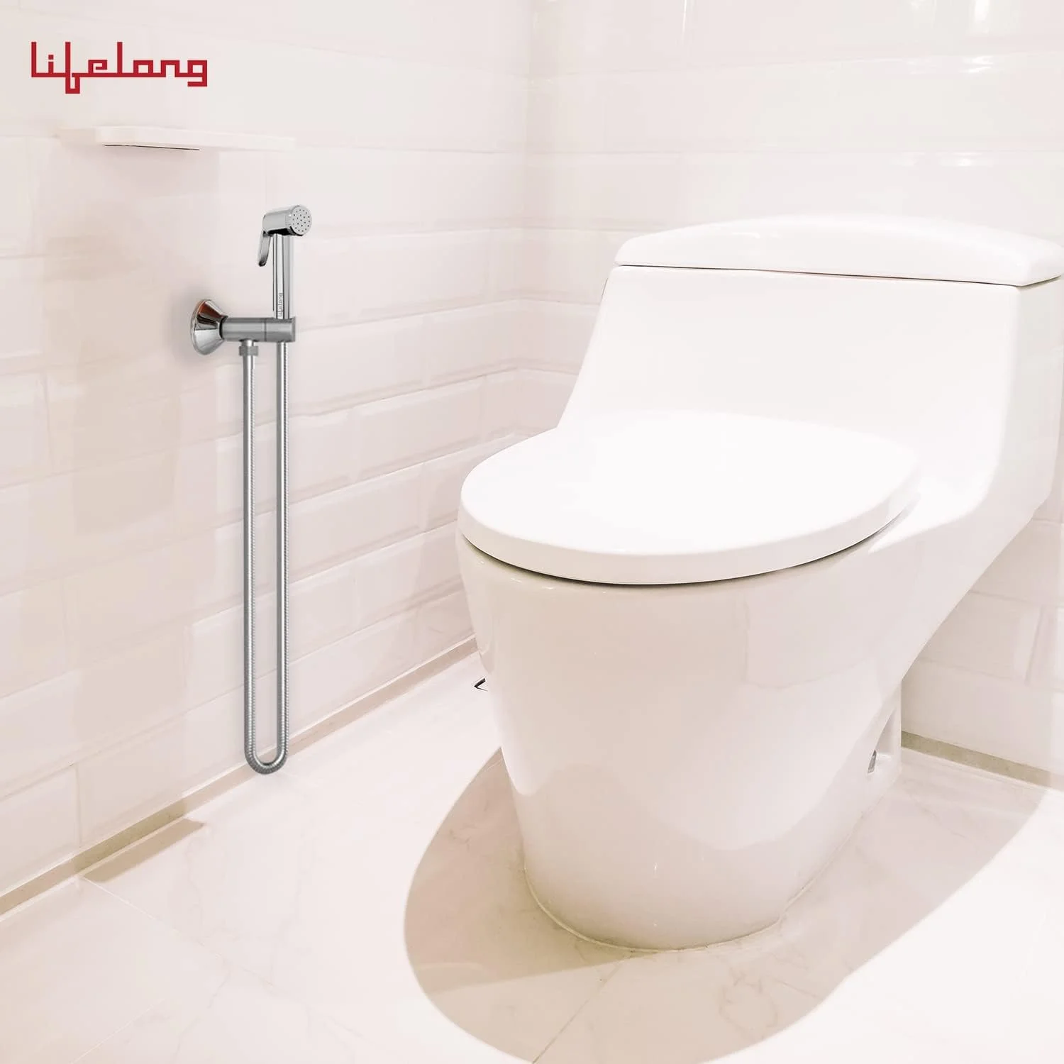 شیر بهداشتی ABS مدل LLBAHF09 لایف لانگ به همراه شلنگ انعطاف پذیر 1.25 متری از جنس استیل ضد زنگ 304 و قلاب دیواری، سفید (اسپری جت برای توالت)، کروم شیر بهداشتی ABS مدل LLBAHF09 لایف لانگ به همراه شلنگ انعطاف پذیر 1.25 متری از جنس استیل ضد زنگ 304 و قلاب دیواری، سفید (اسپری جت برای توالت)، کروم