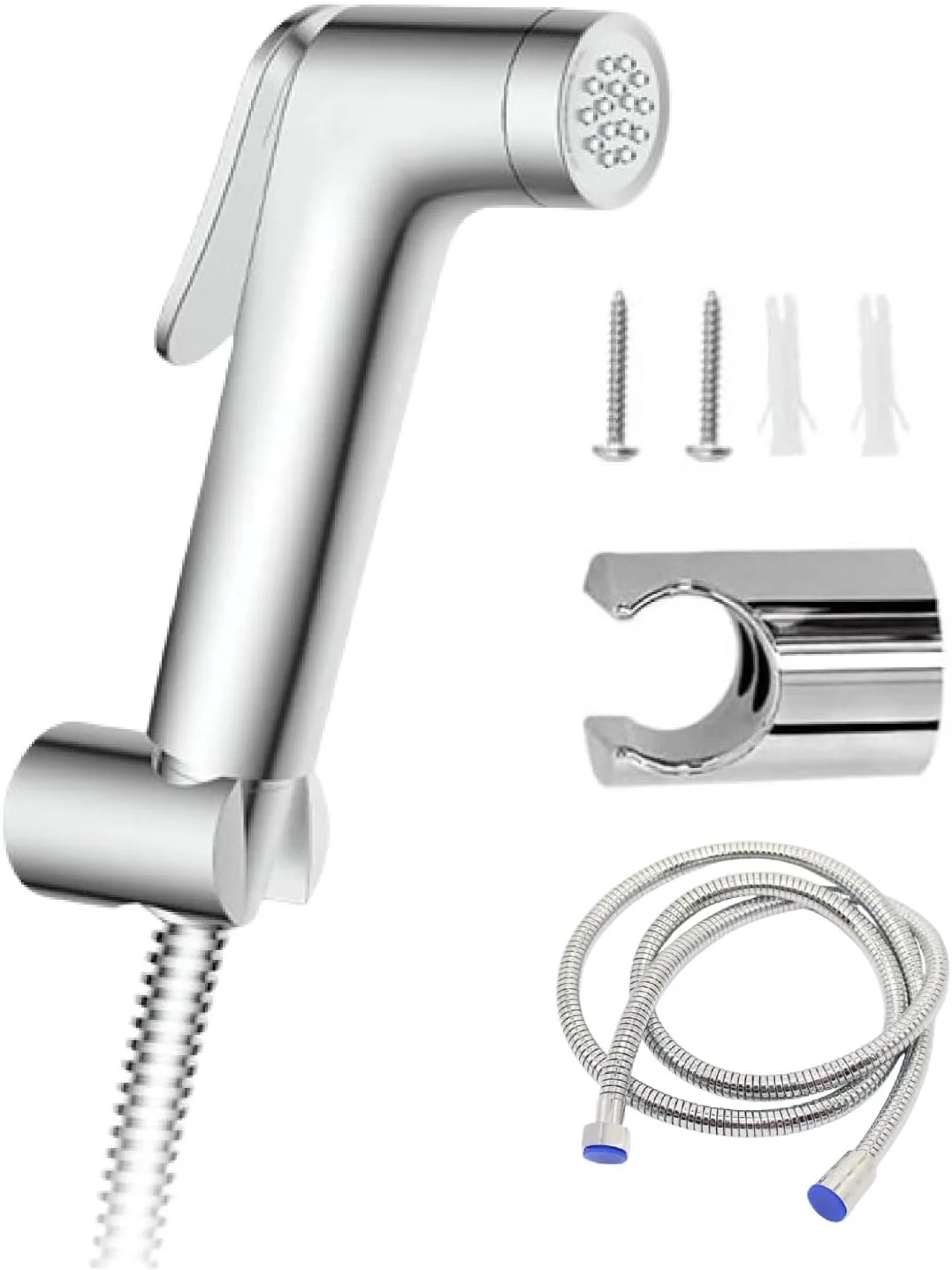 ست شطاف، اسپری بهداشتی توالت با شلنگ استیل ضد زنگ 47 اینچی، نصب دیواری برای حمام، کروم.