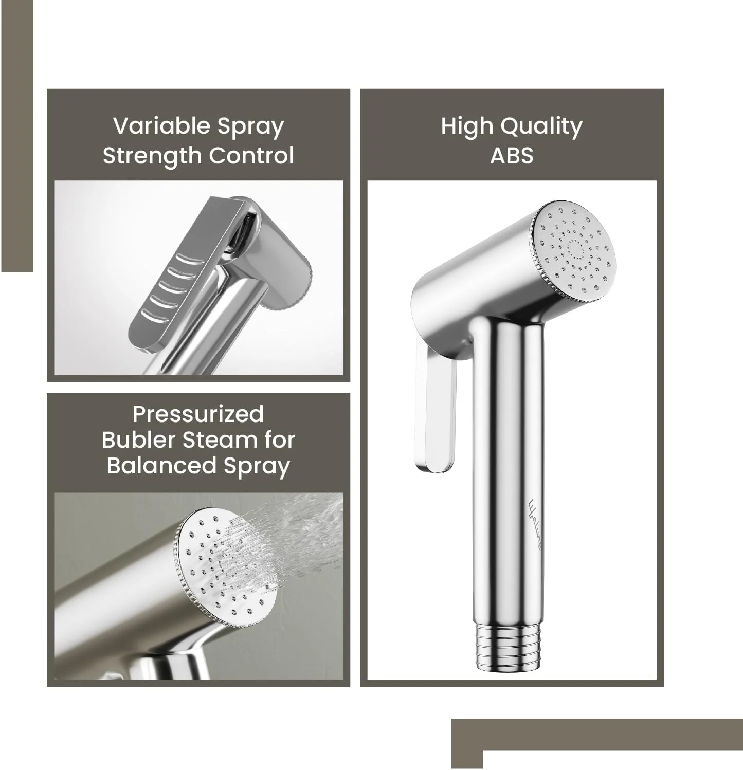شیر بهداشتی ABS مدل LLBAHF09 لایف لانگ به همراه شلنگ انعطاف پذیر 1.25 متری از جنس استیل ضد زنگ 304 و قلاب دیواری، سفید (اسپری جت برای توالت)، کروم شیر بهداشتی ABS مدل LLBAHF09 لایف لانگ به همراه شلنگ انعطاف پذیر 1.25 متری از جنس استیل ضد زنگ 304 و قلاب دیواری، سفید (اسپری جت برای توالت)، کروم
