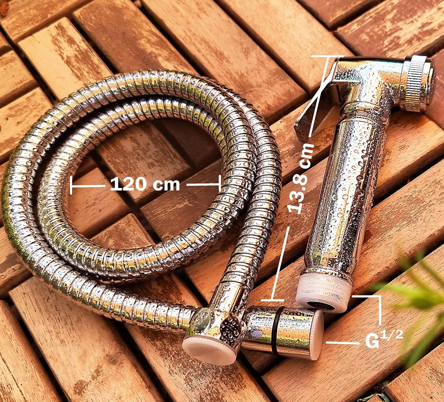 شیر دستی توالت ایشینی - ست شطاف، اسپری جت با نصب آسان، دوش برای بهداشت شخصی، شلنگ استیل 120 سانتی متری، کروم