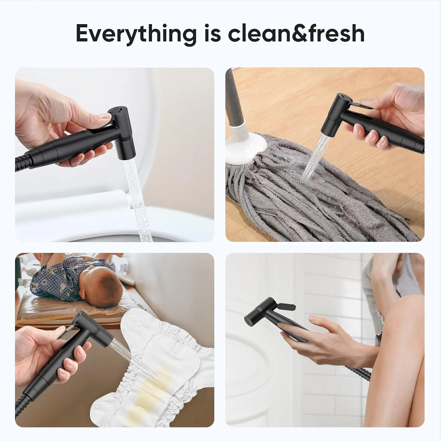 اسپری بهداشتی مشکی آروفا، اسپری بهداشتی دستی برای توالت - بهداشتی برای توالت های موجود، کنترل فشار آب قابل تنظیم با شلنگ بهداشتی، اسپری بهداشتی توالت برای شستشوی کودک/بانوان