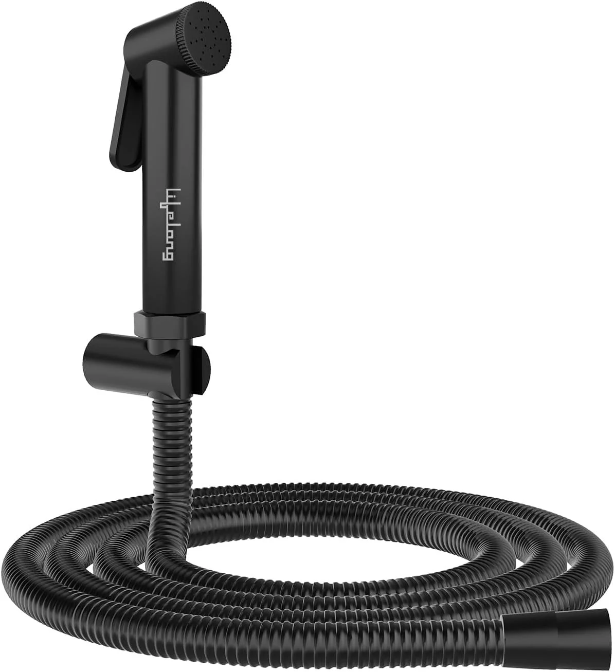 شیر بهداشتی حمام مادام العمر - اسپری جت برای توالت - شیر دستی بهداشتی فشار قوی ABS - گرید SS-304، شلنگ انعطاف پذیر 1 متری و قلاب دیواری برای توالت فرنگی - مشکی (LLBAHFB01)