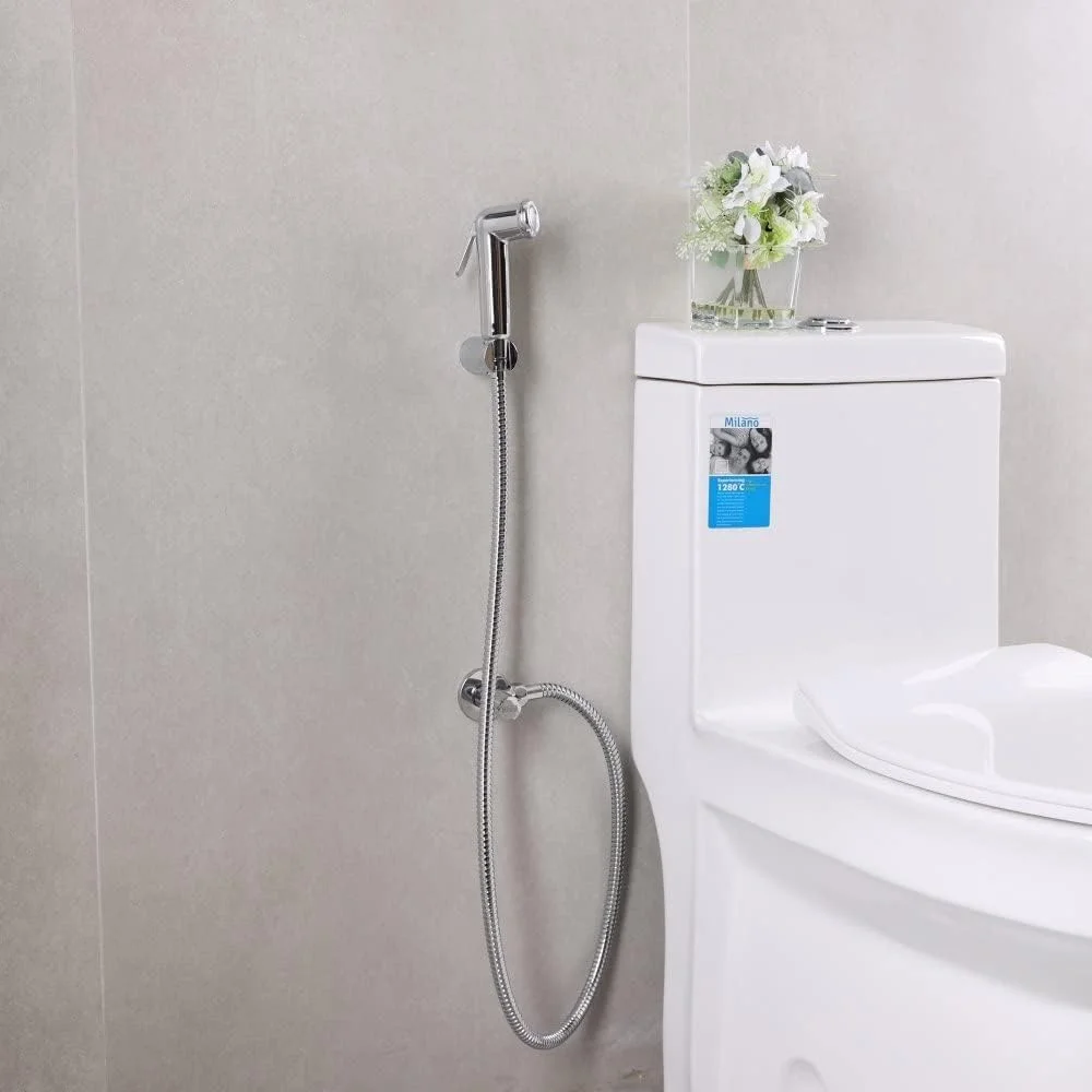 ست شطاف مدل Milano Deluxe Plus - روکش کروم | اسپری جت آکریلیک برای توالت | کیت اسپری بیده دستی - اسپری، نگهدارنده اسپری، شلنگ، پیچ | مناسب برای تمام شلنگ های دوش استاندارد | لوازم حمام