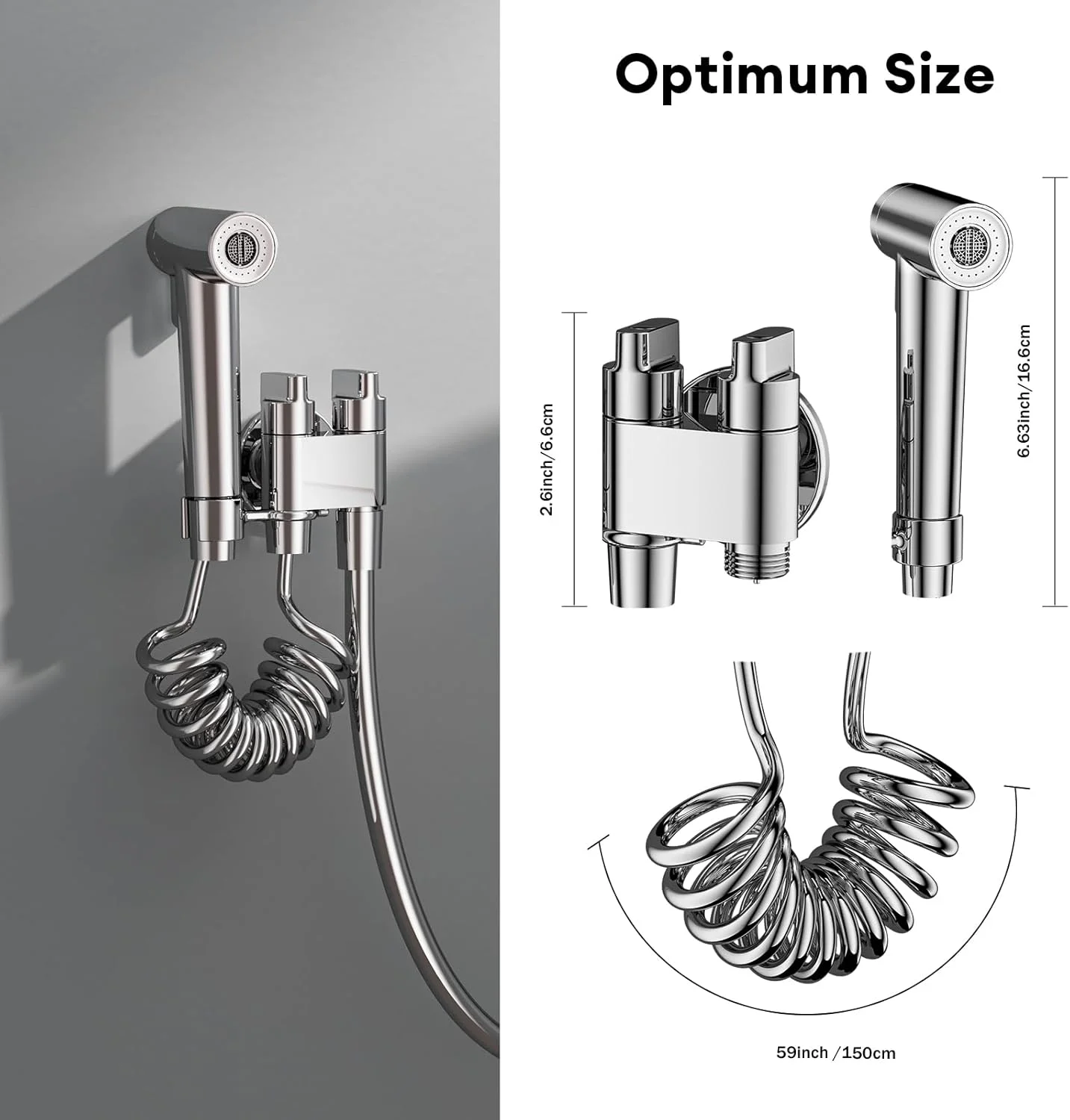 ست شطاف JOMOO، اسپری بیده توالت با شلنگ 180 سانتی متری، شیر دو خروجی و نگهدارنده، دوش بیده حمام با 2 حالت اسپری برای بهداشت شخصی
