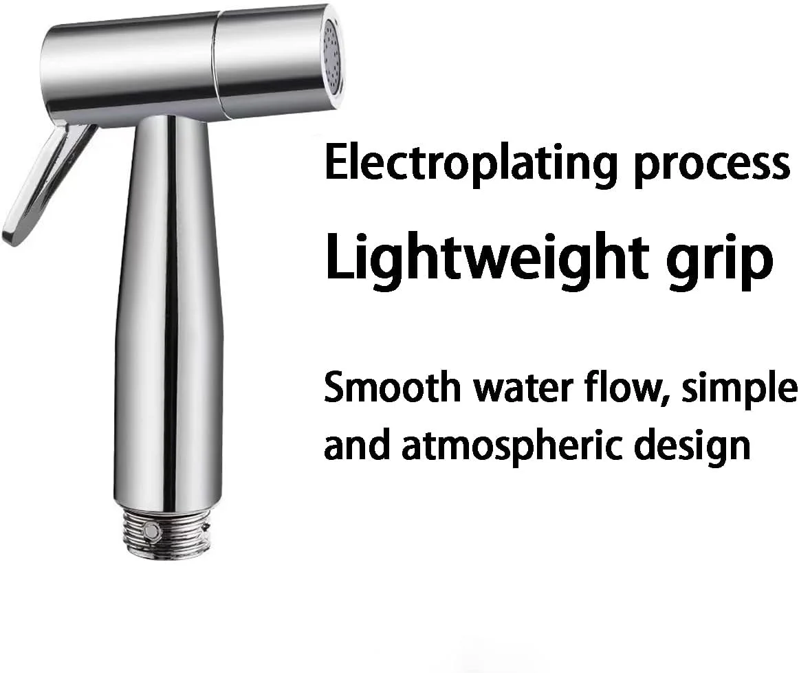 اسپری شاتاف توالت دستی کوچک مشکی [3 در 1] با شلنگ مشکی 1.5 متری، مناسب برای شستشوی پارچه ای، شیر توالت دستی شاتاف، شیر تمیز کننده توالت (نقره ای)