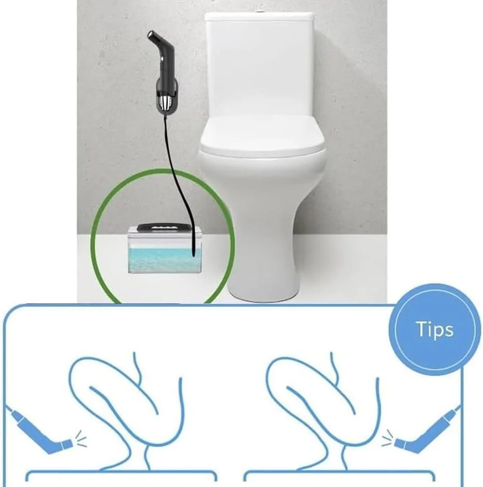 بیده شطاف مسافرتی قابل شارژ با مخزن آب داخلی و نازل قابل تنظیم | اسپری بیده دستی برقی برای توالت، کمپینگ، پیاده روی، فضای باز و بهداشت | شارژ USB (مشکی)