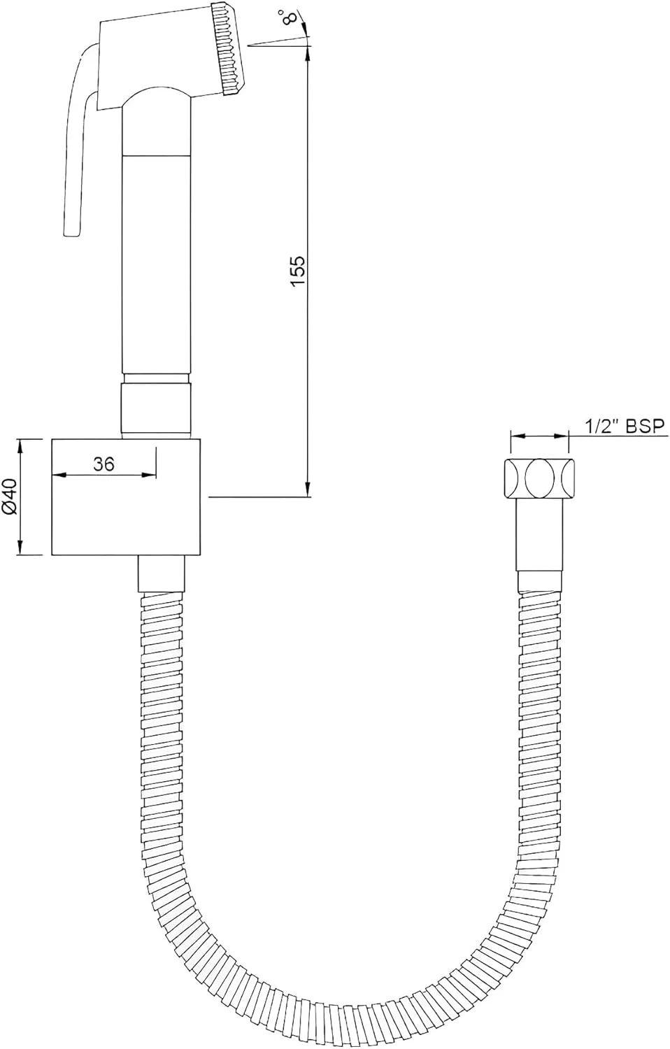 شیر بهداشتی/توالت شوی جاگوار سری ALLIED (کروم) | شلنگ استیل 1 متری، بدنه ABS | ست شیر توالت شوی/بهداشتی به همراه شلنگ و قلاب دیواری | ALD-CHR-577