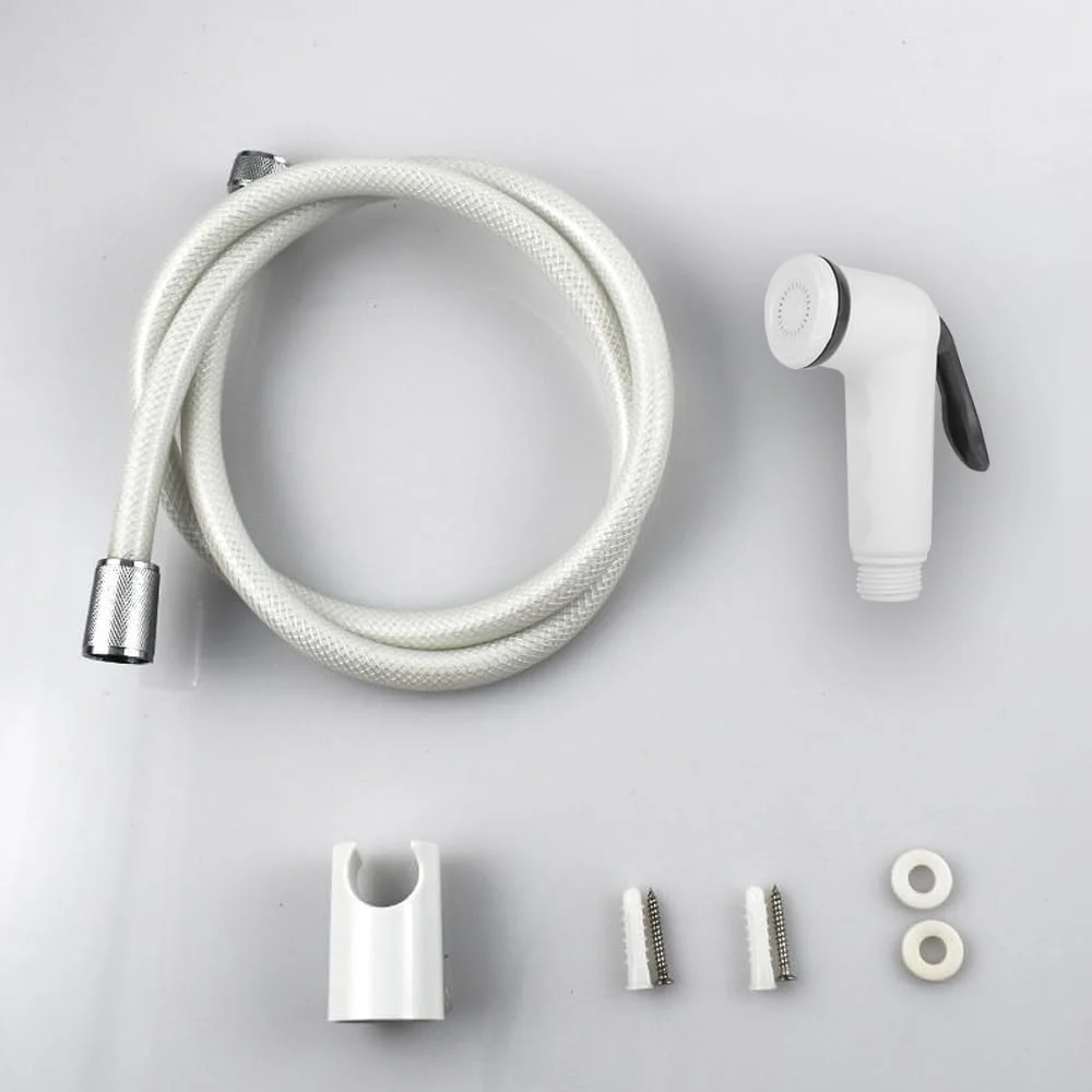 ست بهداشتی مودی برای حمام، شامل شیر شاتاف سفید، آبپاش ABS برای گل، شستشوی ماشین، حمام حیوانات خانگی، با قابلیت تنظیم فشار مدل MD-HWS1001 WH