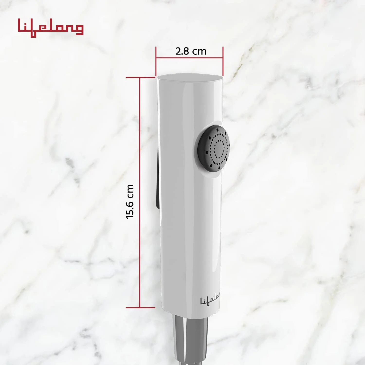 شیر بهداشتی حمام مادام العمر - جت اسپری برای توالت - فشار قوی، بیده دستی ABS - گرید SS-304، شلنگ انعطاف پذیر 1 متری و قلاب دیواری برای توالت فرنگی - سفید (LLBAHF12)، کروم