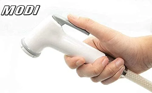 ست بهداشتی مودی برای حمام، شامل شیر شاتاف سفید، آبپاش ABS برای گل، شستشوی ماشین، حمام حیوانات خانگی، با قابلیت تنظیم فشار مدل MD-HWS1001 WH