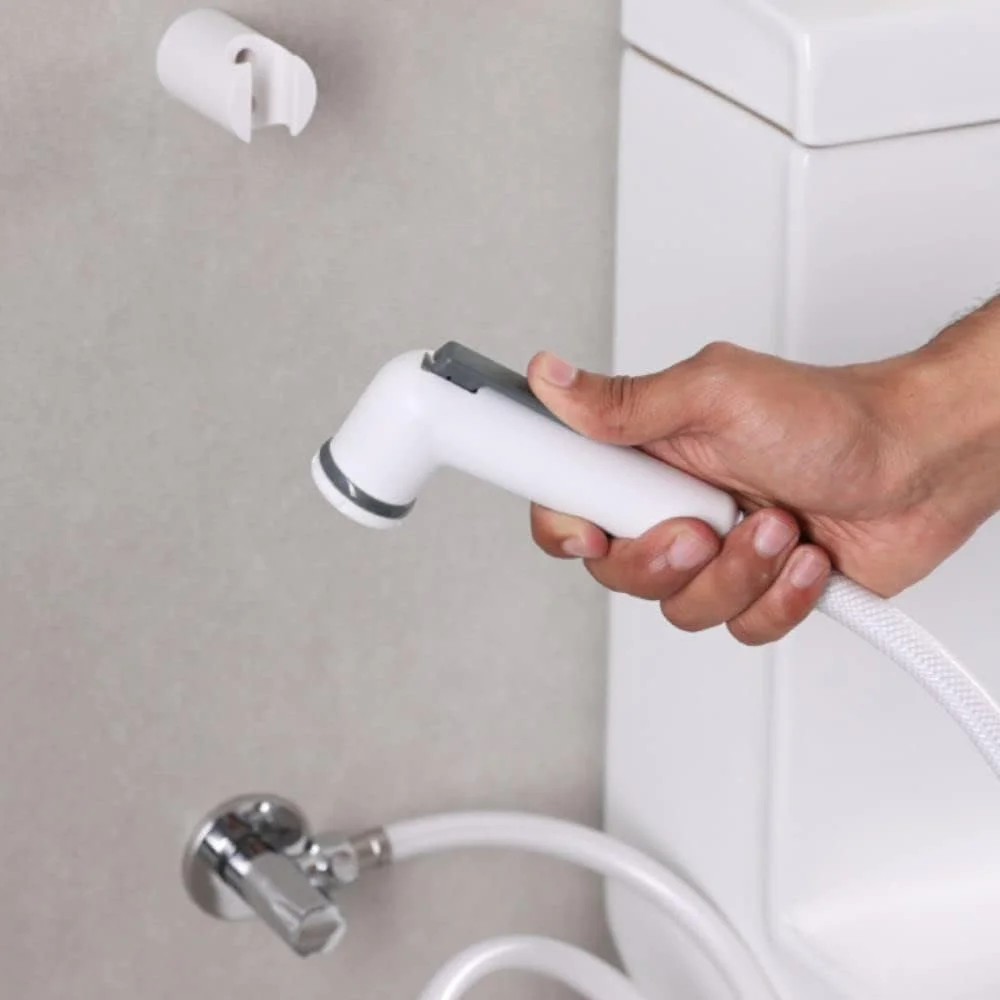 ست بهداشتی مودی برای حمام، شامل شیر شاتاف سفید، آبپاش ABS برای گل، شستشوی ماشین، حمام حیوانات خانگی، با قابلیت تنظیم فشار مدل MD-HWS1001 WH