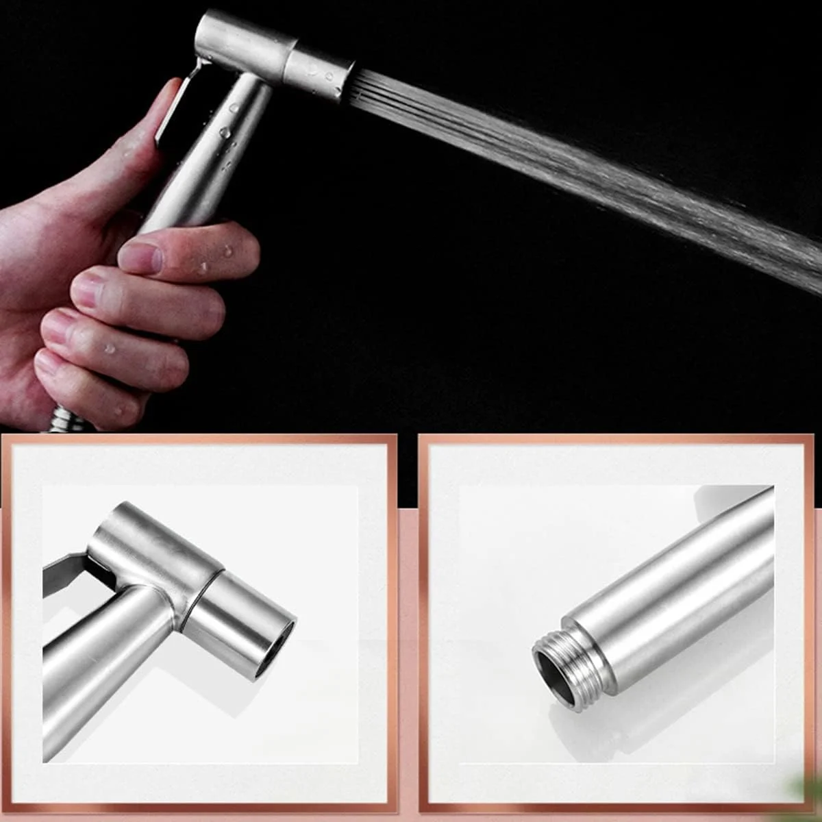 شیر دستی بهداشتی استیل ضد زنگ ECVV برای توالت، پارچه، حمام، پوشک، خود تمیز شونده، شطاف با کنترل فشار آب قابل تنظیم