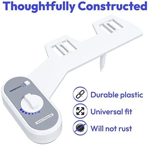 افزونه بیده گرینکو برای توالت، آبپاش توالت فرنگی، نصب آسان، بیده غیر برقی با اسپری جت آب شیرین قابل تنظیم، شامل تمام لوازم جانبی و دستورالعمل های دقیق