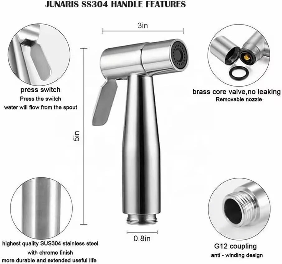 ست شطاف دستی جوناریس برای توالت، ست بیده شطاف با شلنگ 1.2 متری، تمیز کردن حمام، دوش مسلمان، بهداشت شخصی، استیل ضد زنگ برس خورده (استیل ضد زنگ) ست شطاف دستی جوناریس برای توالت، ست بیده شطاف با شلنگ 1.2 متری، تمیز کردن حمام، دوش مسلمان، بهداشت شخصی، استیل ضد زنگ برس خورده (استیل ضد زنگ)
