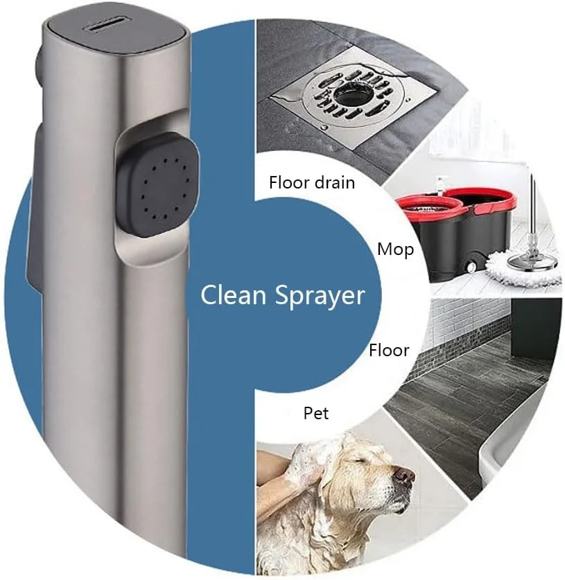 اسپری دستی توالت، سر دوش دو حالته قابل حمل، اتصال شیر آشپزخانه، اسپری چند منظوره سبک وزن و ممتاز برای حمام و آشپزخانه - نقره ای اسپری دستی توالت، سر دوش دو حالته قابل حمل، اتصال شیر آشپزخانه، اسپری چند منظوره سبک وزن و ممتاز برای حمام و آشپزخانه - نقره ای