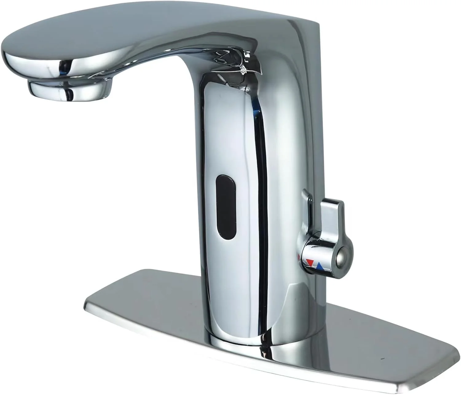 شیر آب اتوماتیک سنسور دار بدون لمس برای حمام، شیر آب بدون دخالت دست با دستگیره تنظیم دما، ایده آل برای مدرسه، خانه، هتل، کروم