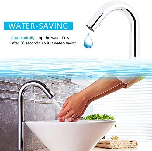 شیرآلات روشویی، شیر آب سنسور اتوماتیک بدون دست، شیر آب برنجی سنسور مادون قرمز اتوماتیک با شلنگ برای سینک ظرفشویی حمام و آشپزخانه