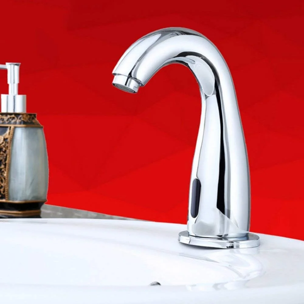 شیر آب دستشویی سنسور حرکتی بدون لمس، کروم براق، شیر آب القایی مدرن حوضه، شیر آب سنسور اتوماتیک بدون دست، شیر آب سرد سینک آشپزخانه حمام