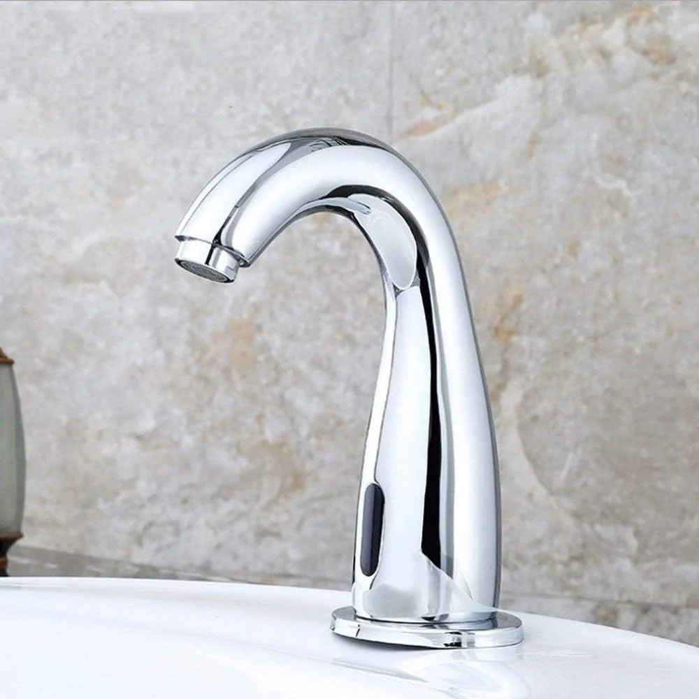 شیر آب دستشویی سنسور حرکتی بدون لمس، کروم براق، شیر آب القایی مدرن حوضه، شیر آب سنسور اتوماتیک بدون دست، شیر آب سرد سینک آشپزخانه حمام