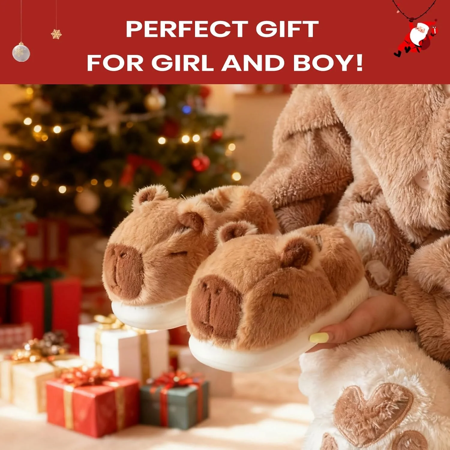 دمپایی های کاپیبارا بامزه برای کودکان، دمپایی روفرشی کودکانه، کفش های زمستانی نرم و فانتزی حیوانات خنده دار برای دختران و پسران، هدیه های کاپیبارا