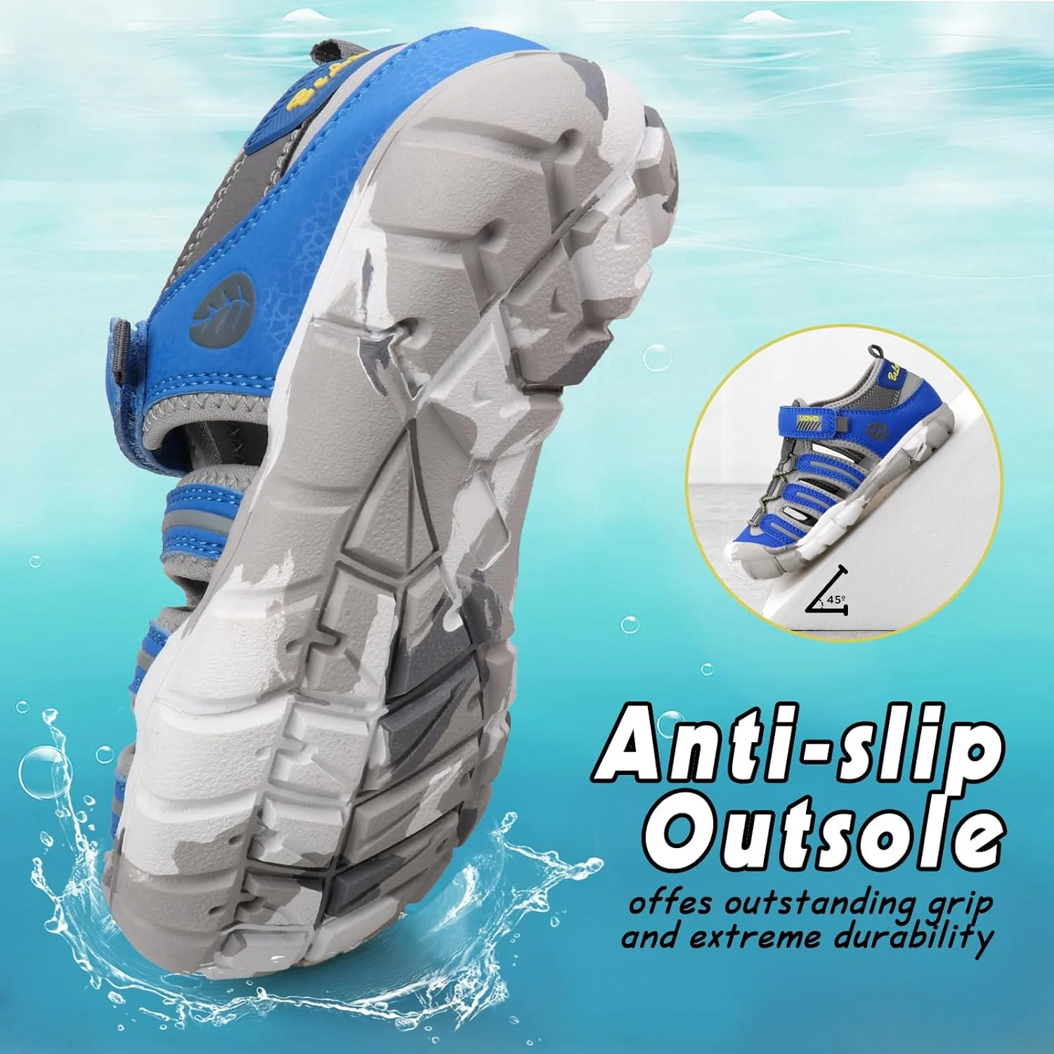 صندل های تابستانی پسرانه و دخترانه UOVO، صندل های ورزشی پیاده روی در فضای باز با پنجه بسته، سایز 23 تا 36