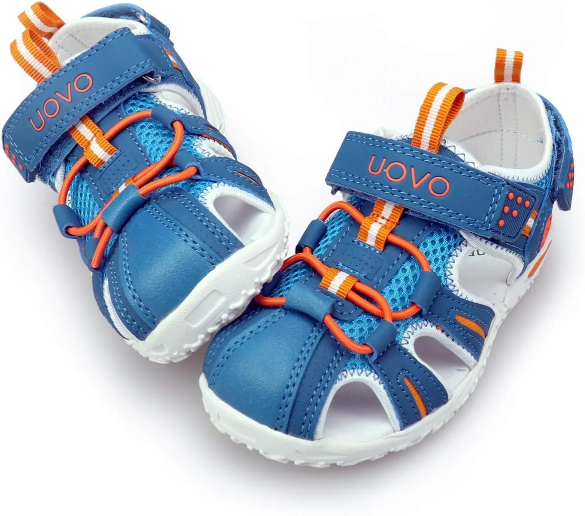 صندل پسرانه UOVO با پنجه بسته، مناسب فضای باز، پیاده روی و ورزش، کفش تابستانی، آبی آسمانی، سایز 11.5