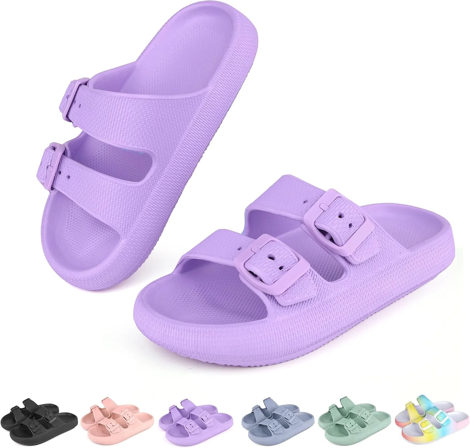 صندل های ابری سگکی بچگانه 丨 صندل های روفرشی پسرانه دخترانه 丨 دمپایی حمام ساحلی جوانان 丨 دمپایی تابستانی قابل تنظیم EVA (12 کودک کوچک - 7 کودک بزرگ)