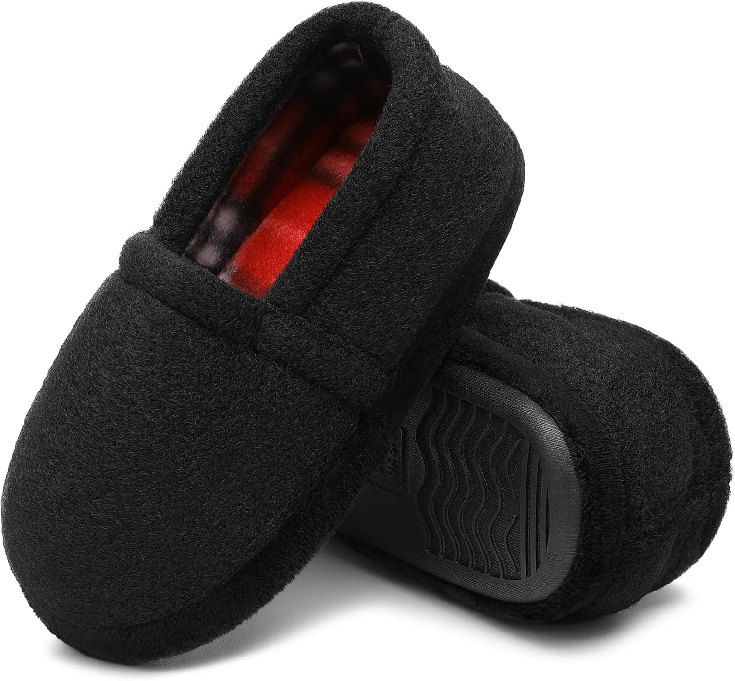 کفش های روفرشی پسرانه توبوم، کفش های خانگی بچه گانه با فوم نرم و راحت، مناسب فضای داخلی و خارجی (مناسب کودکان نوپا/کودکان کوچک/کودکان بزرگ)، مشکی، سایز 9-10 مناسب کودکان نوپا