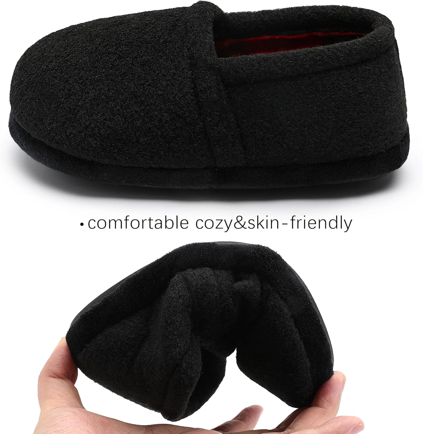 کفش های روفرشی پسرانه توبوم، کفش های خانگی بچه گانه با فوم نرم و راحت، مناسب فضای داخلی و خارجی (مناسب کودکان نوپا/کودکان کوچک/کودکان بزرگ)، مشکی، سایز 9-10 مناسب کودکان نوپا