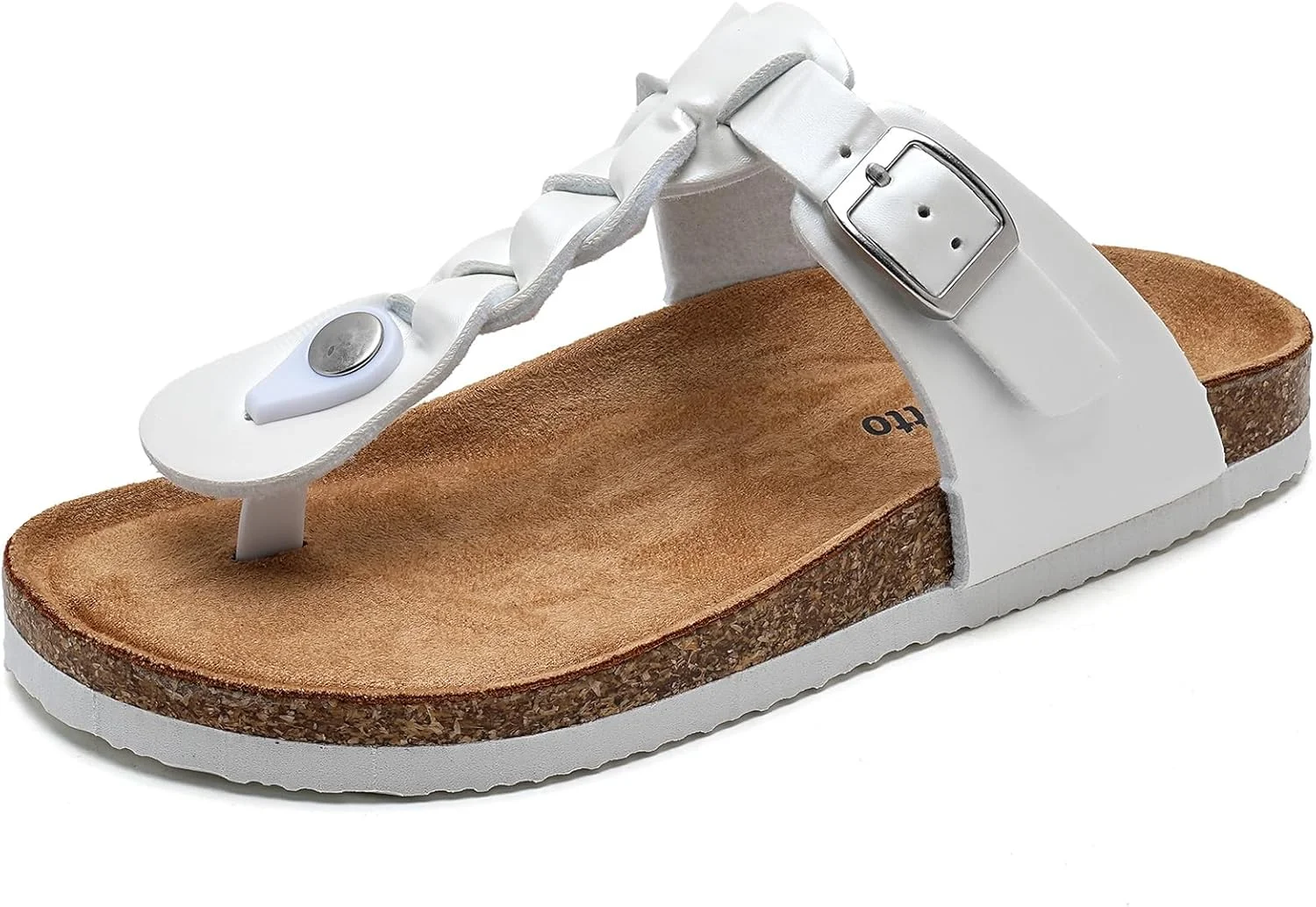 صندل های تخت چوب پنبه ای پسرانه و دخترانه Torotto، دمپایی لا انگشتی بچه گانه با بند های بافته قابل تنظیم (کودک نوپا/کودک کوچک/کودک بزرگ)