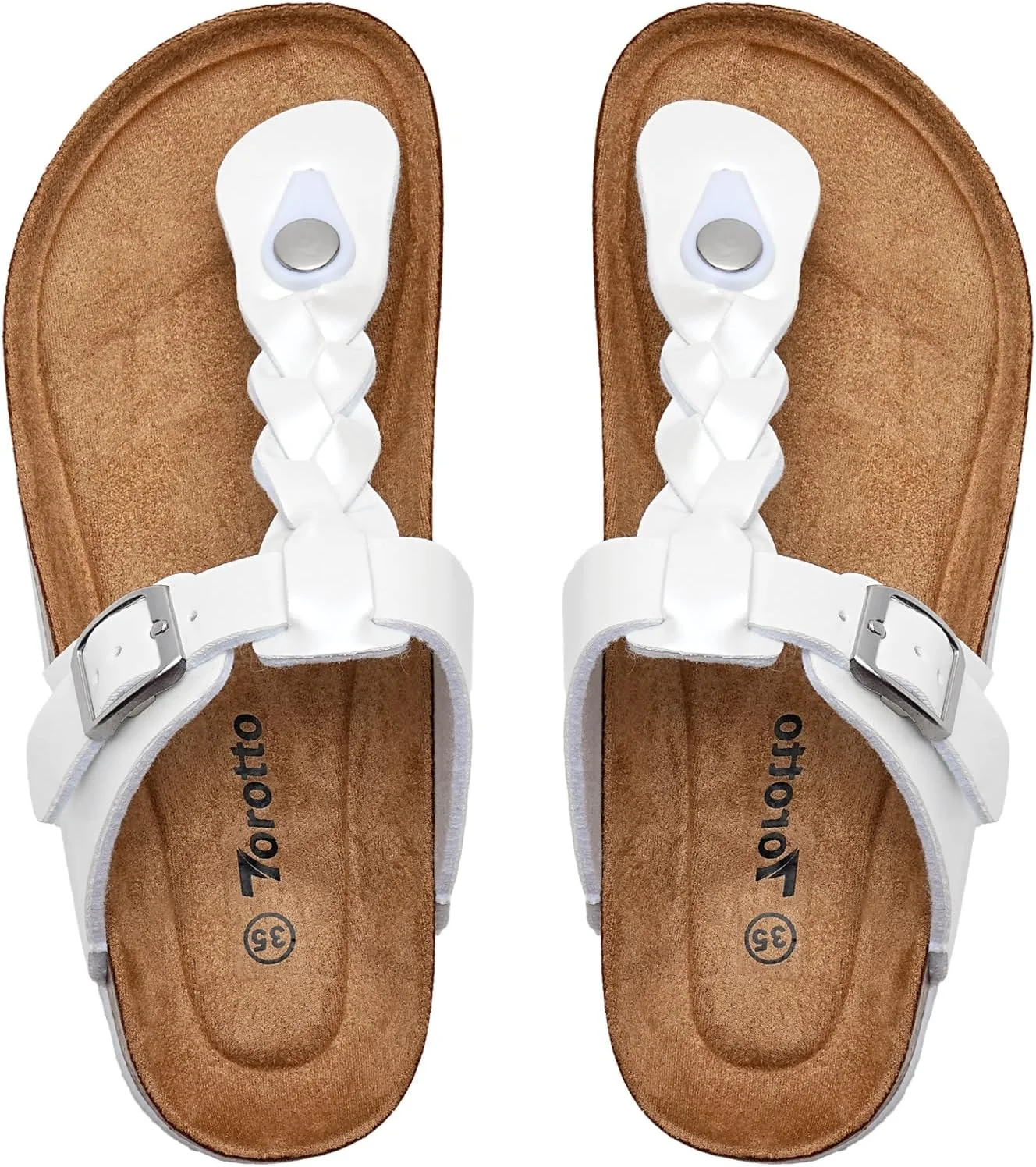 صندل های تخت چوب پنبه ای پسرانه و دخترانه Torotto، دمپایی لا انگشتی بچه گانه با بند های بافته قابل تنظیم (کودک نوپا/کودک کوچک/کودک بزرگ)