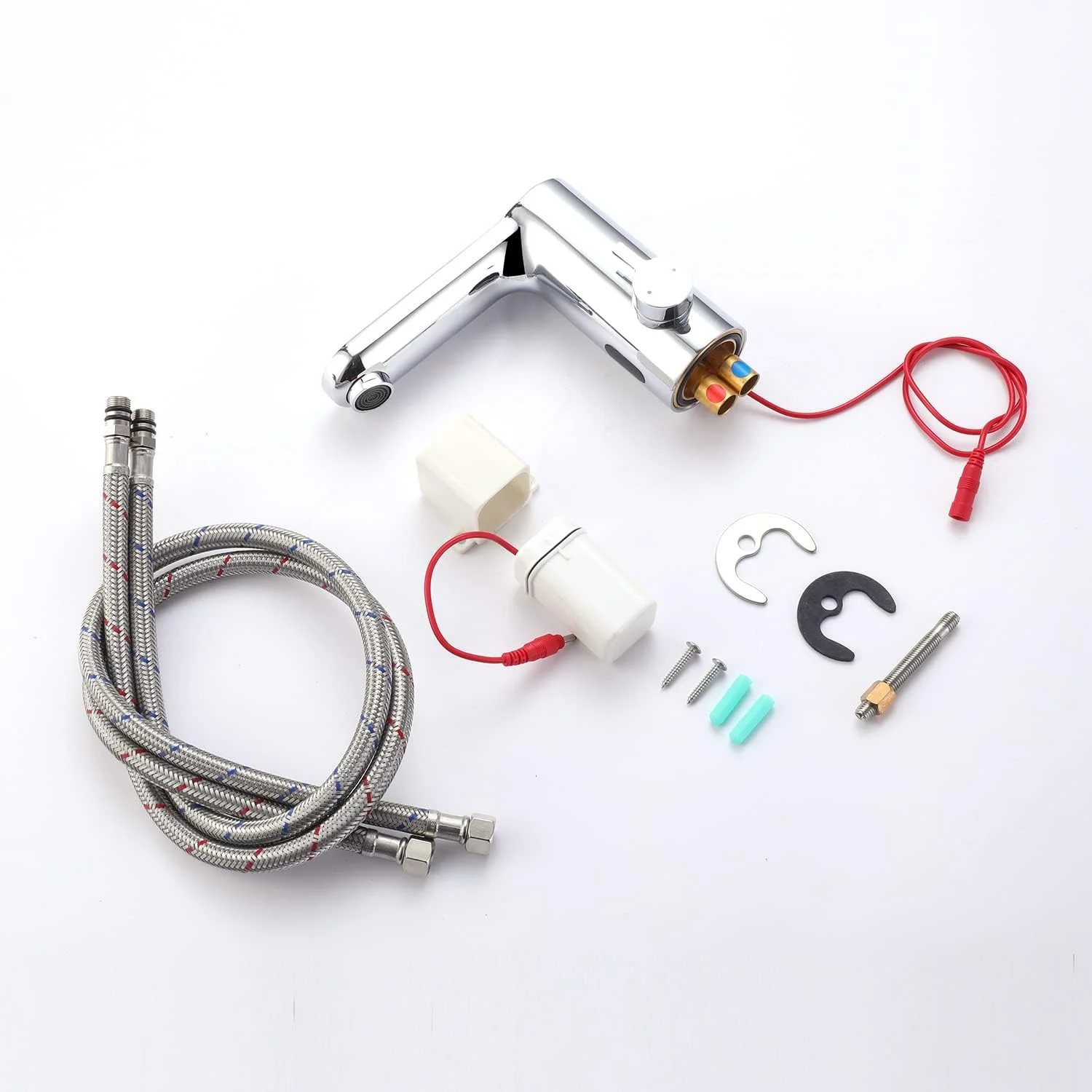 شیر آب اتوماتیک بدون لمس سنسور دار حمام، شیر مخلوط گرم و سرد با جعبه کنترل، شیرهای روشویی برنجی اصل، شیر آب حمام بدون دخالت دست (کروم)