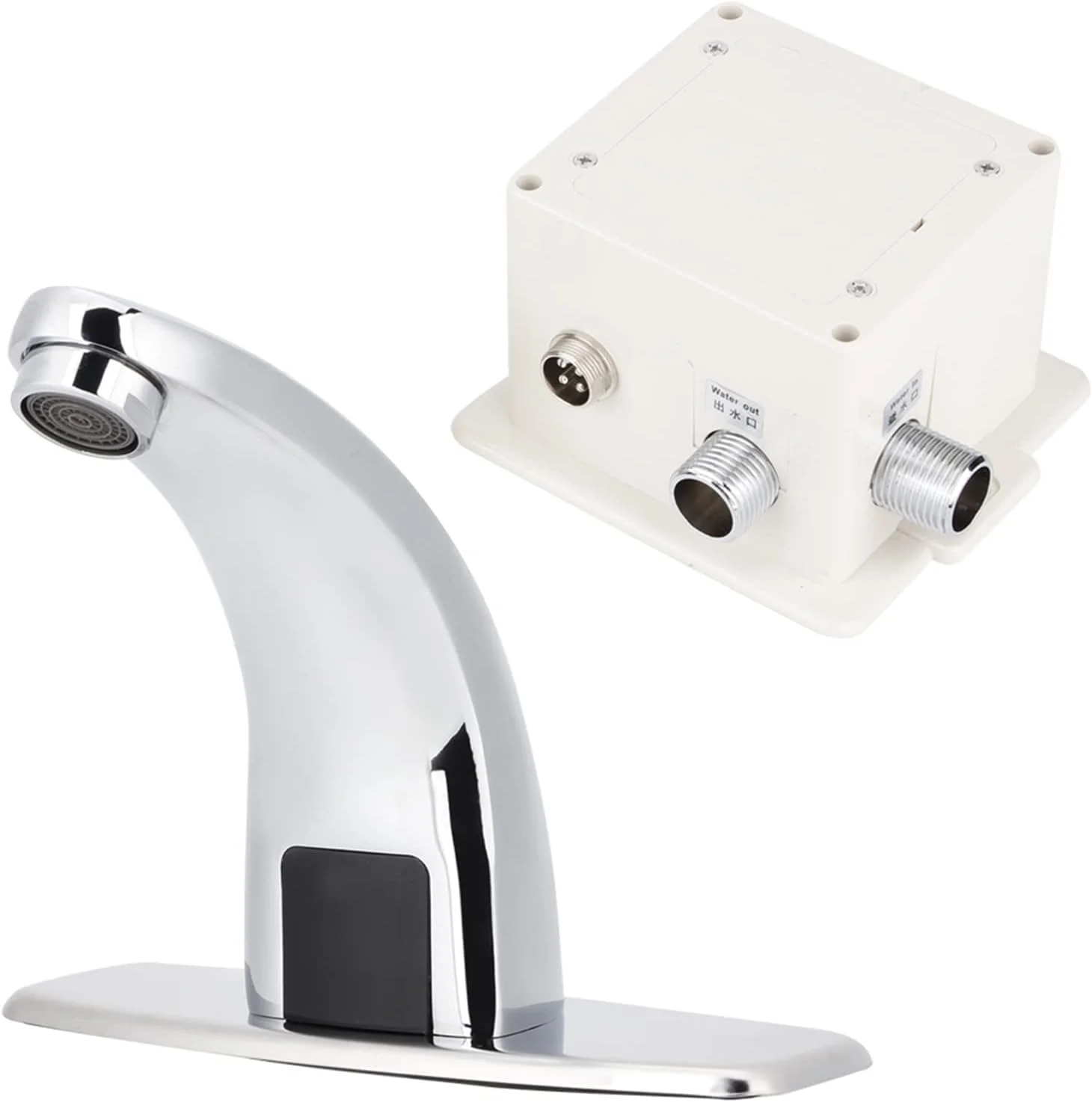 شیر آب اتوماتیک سنسوردار GUPE، شیر سینک بدون لمس تک ورودی آب G1/2 اینچ استیل ضد زنگ با جعبه کنترل تغذیه شده توسط باتری، شیر آب حمام برای مصارف خانگی و تجاری شیر آب اتوماتیک سنسوردار GUPE، شیر سینک بدون لمس تک ورودی آب G1/2 اینچ استیل ضد زنگ با جعبه کنترل تغذیه شده توسط باتری، شیر آب حمام برای مصارف خانگی و تجاری