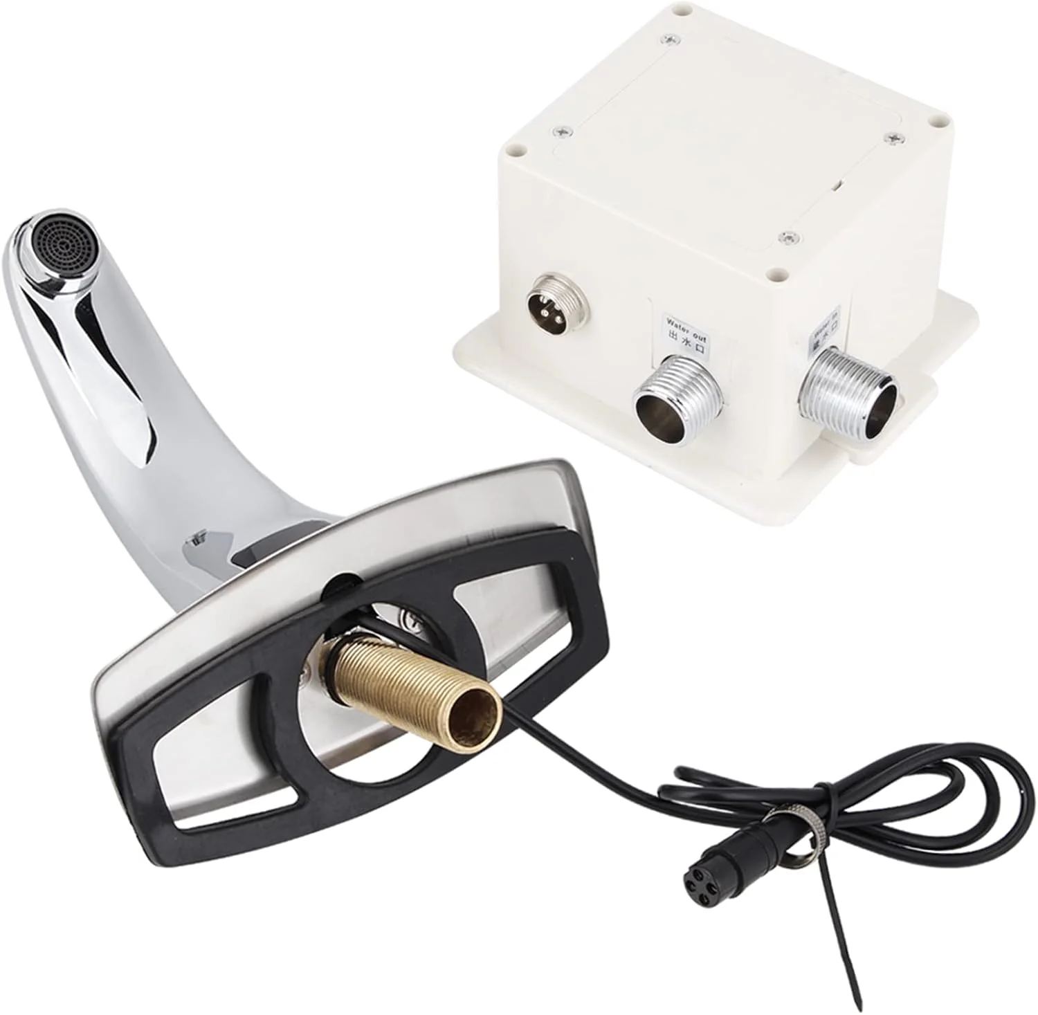 شیر آب اتوماتیک سنسوردار GUPE، شیر سینک بدون لمس تک ورودی آب G1/2 اینچ استیل ضد زنگ با جعبه کنترل تغذیه شده توسط باتری، شیر آب حمام برای مصارف خانگی و تجاری شیر آب اتوماتیک سنسوردار GUPE، شیر سینک بدون لمس تک ورودی آب G1/2 اینچ استیل ضد زنگ با جعبه کنترل تغذیه شده توسط باتری، شیر آب حمام برای مصارف خانگی و تجاری