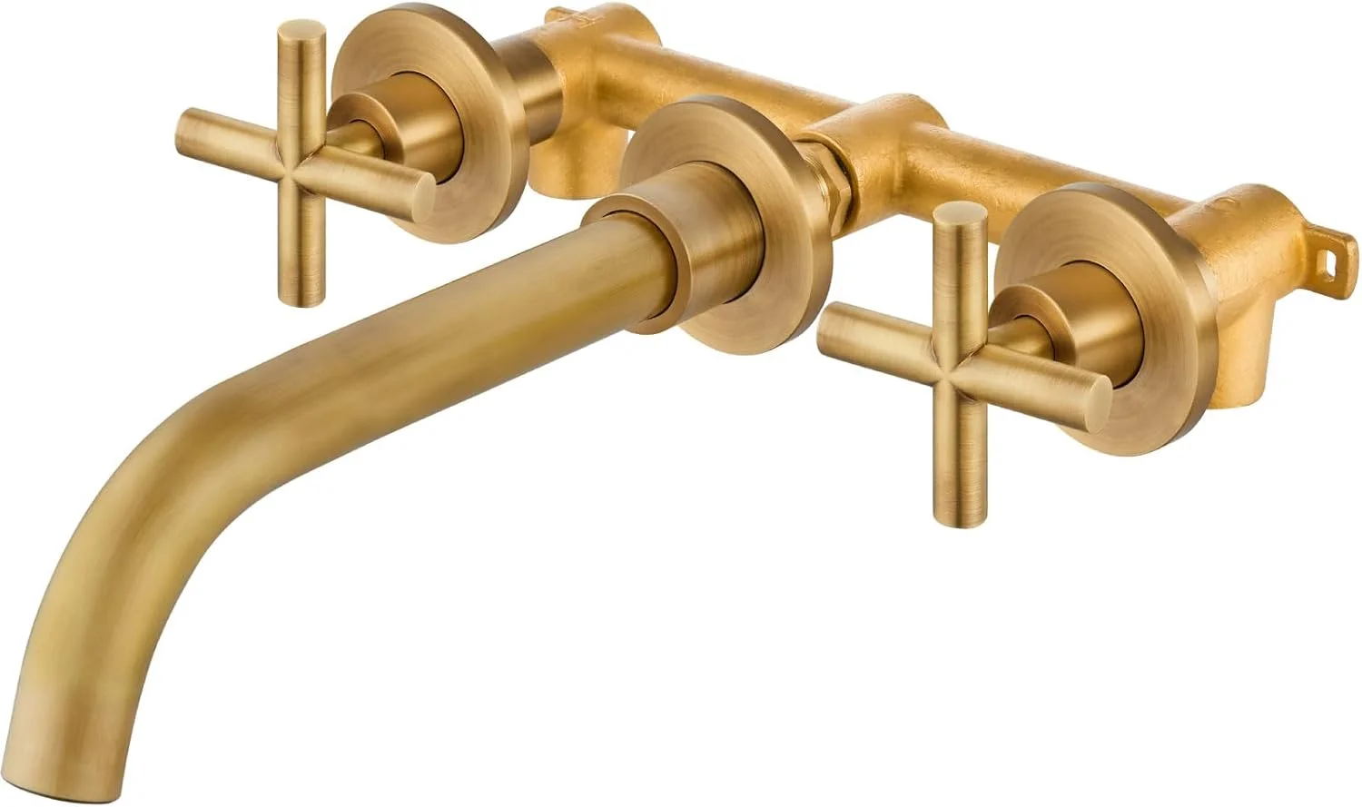 شیر روشویی دیواری برنجی عتیقه ایروئیدا با خروجی چرخان 360 درجه و دسته های ضربدری دوتایی به همراه شیرآلات شیر روشویی دیواری برنجی عتیقه ایروئیدا با خروجی چرخان 360 درجه و دسته های ضربدری دوتایی به همراه شیرآلات