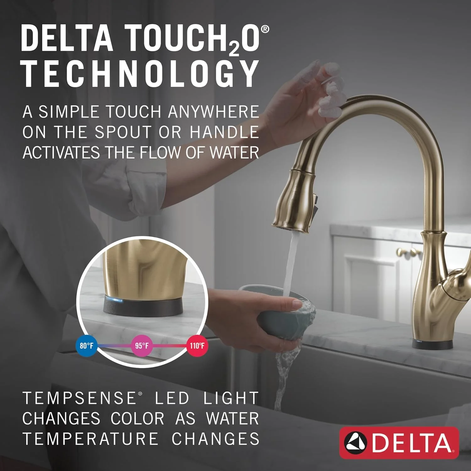 شیر آشپزخانه لمسی دلتا مدل Leland طلایی با اسپری کشویی، شیر سینک آشپزخانه، شیر لمسی برای سینک آشپزخانه، فناوری Touch2O دلتا، برنز شامپاین 9178T-CZ-DST شیر آشپزخانه لمسی دلتا مدل Leland طلایی با اسپری کشویی، شیر سینک آشپزخانه، شیر لمسی برای سینک آشپزخانه، فناوری Touch2O دلتا، برنز شامپاین 9178T-CZ-DST